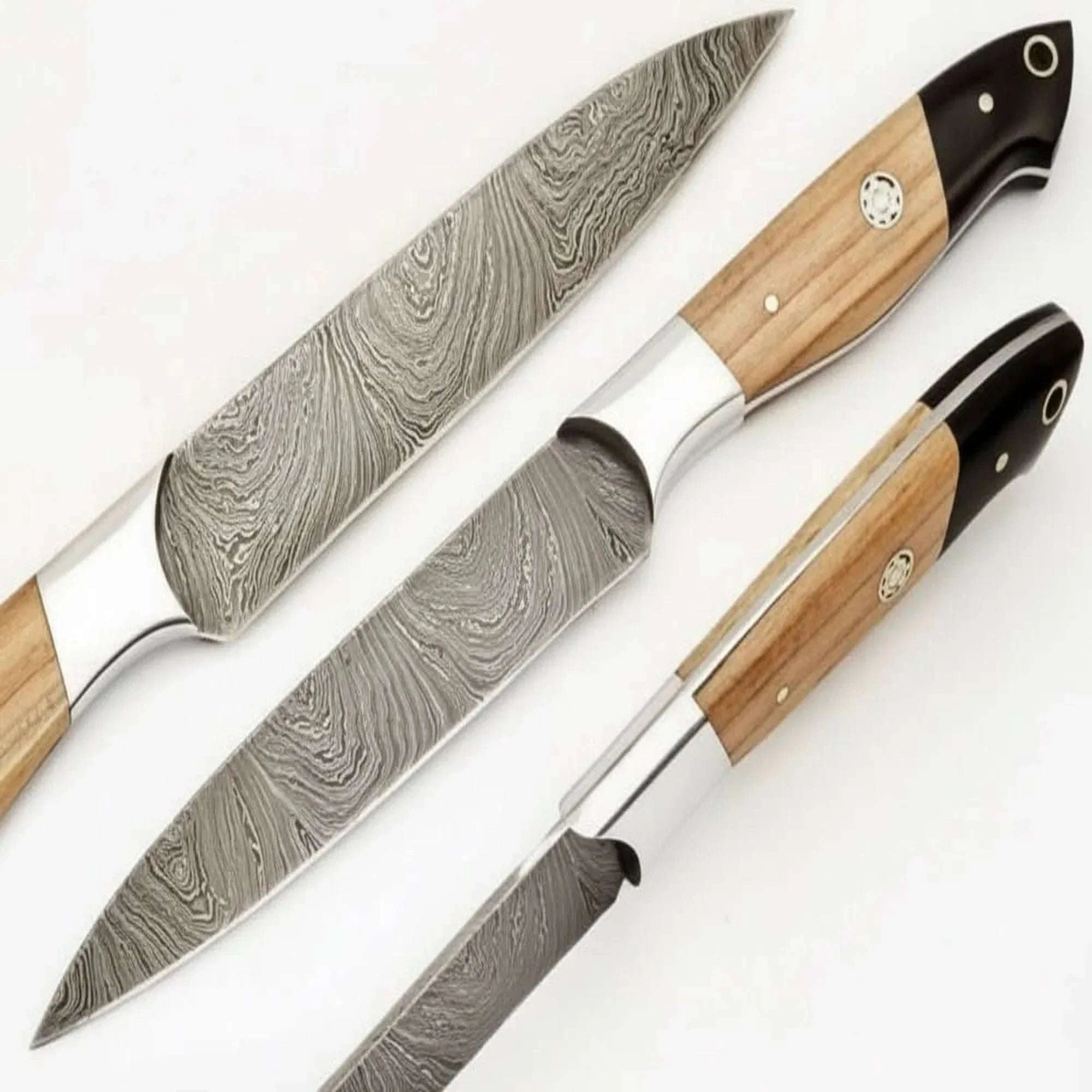 Palmarius Outdoors 9" Handmade Damascus Steel Utility Knife with Olive Wood Handle Chef Knives