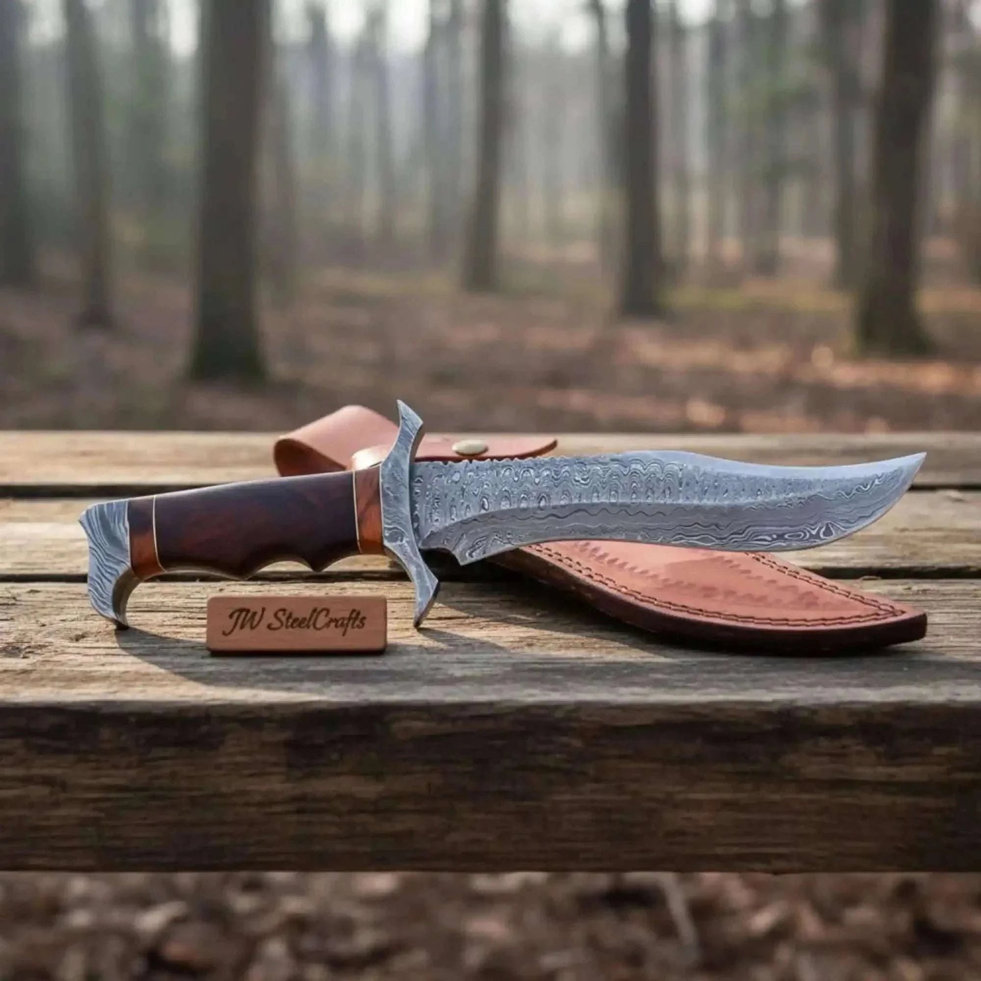 Palmarius Outdoors Handmade Frontier Bowie Knife – Damascus Steel Clip Point Blade Coffin Handle Bowie Knives