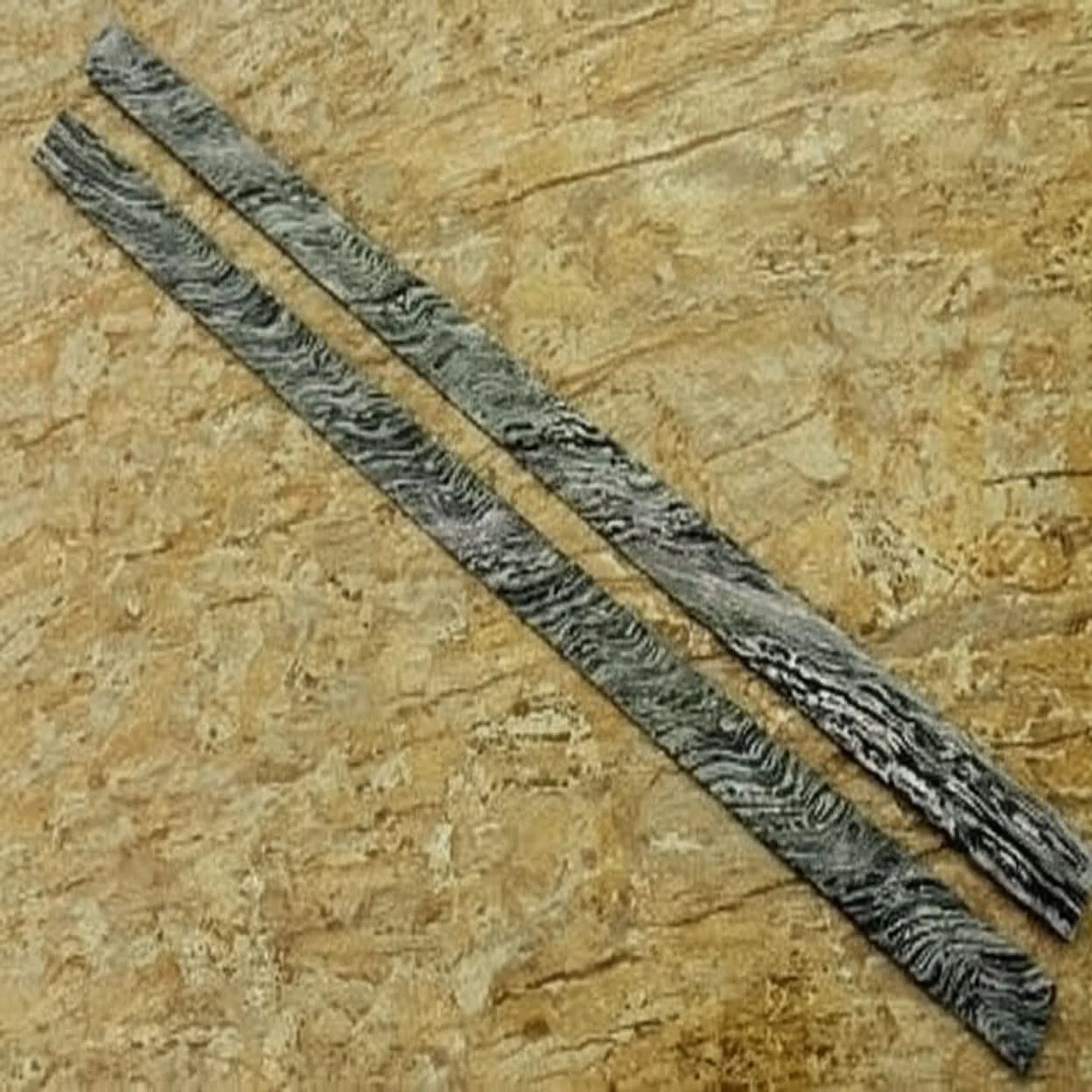 Ridgeline Damascus Steel Bar 20" Pair 1.5" Wide Pattern Welded Stock for Knife Blades and Tool Making