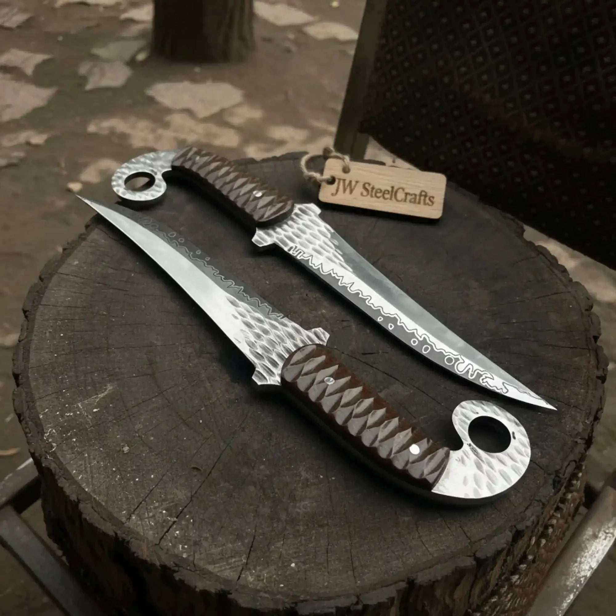 Palmarius Outdoors Handcrafted Persian Inspired Fixed Blade Knife Trailing Point Curved Blade with Finger Ring Tactical Utility Knife Karambit Knife
