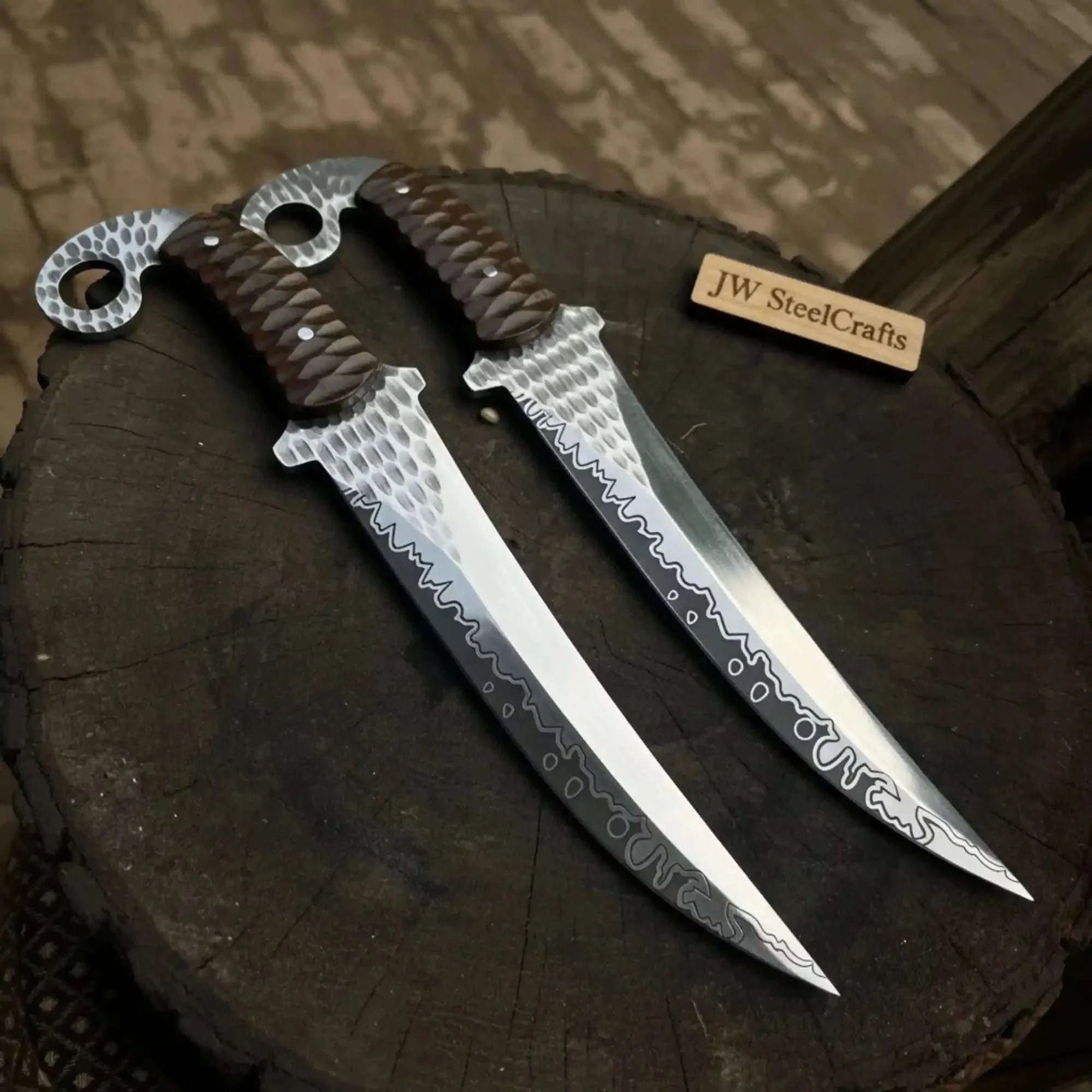 Palmarius Outdoors Handcrafted Persian Inspired Fixed Blade Knife Trailing Point Curved Blade with Finger Ring Tactical Utility Knife Karambit Knife