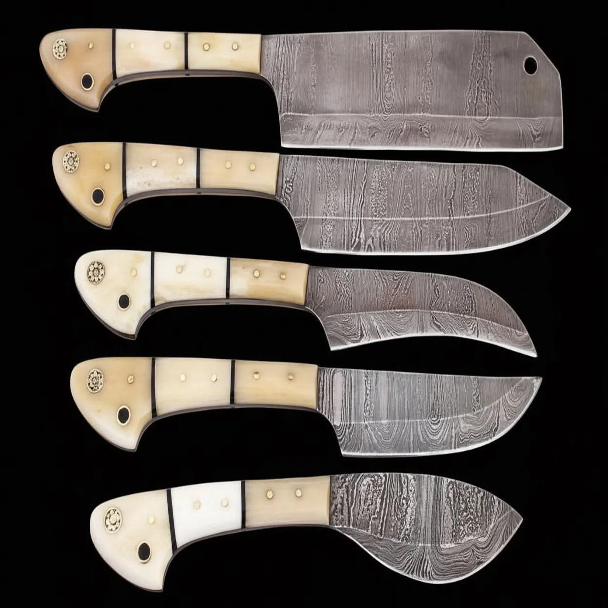 EST Custom Handmade Damascus Steel Beautiful 5Pcs. Kitch DK-0011