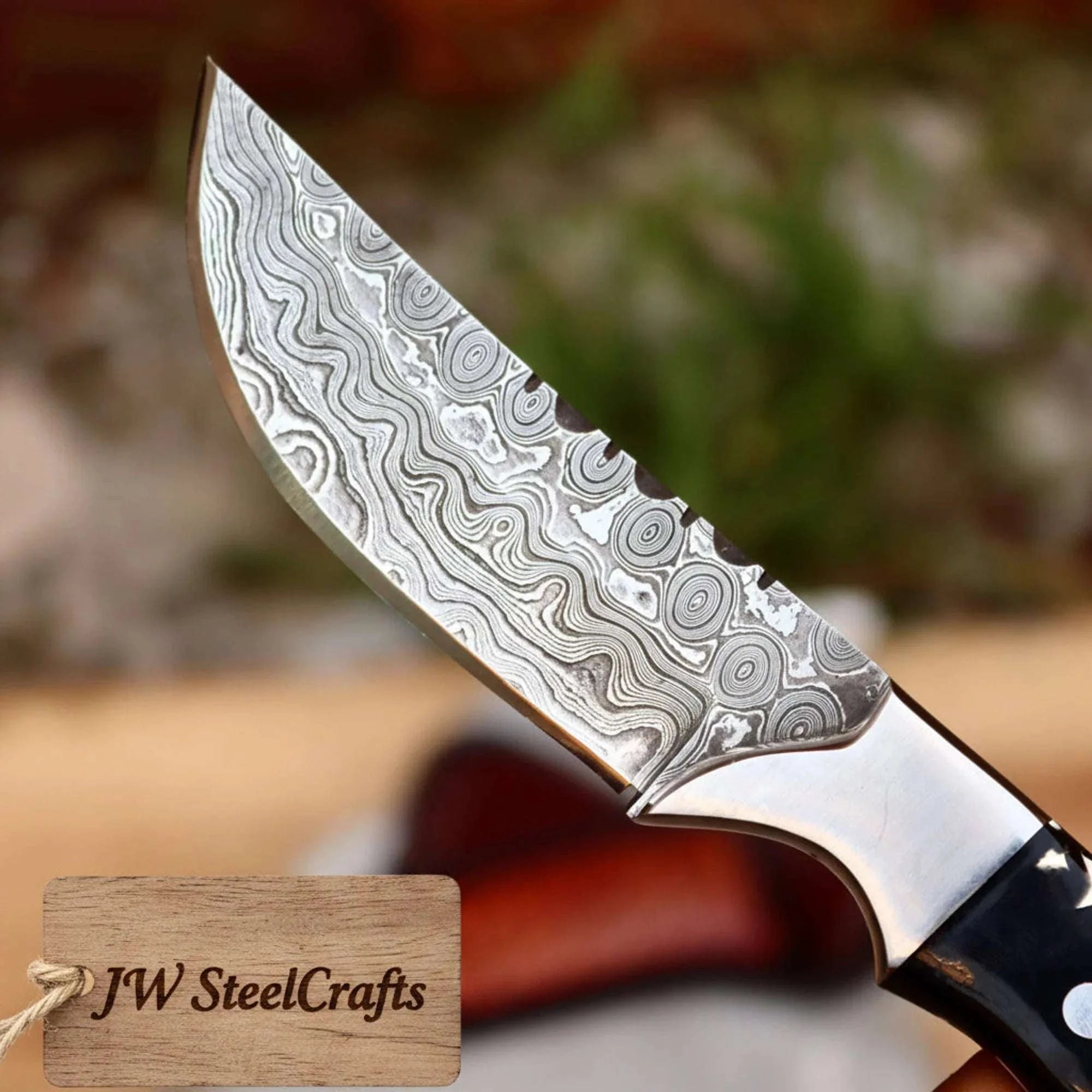 Palmarius Outdoors Buckhorn Trail Tracker Knife 10" Premium Hammered Damascus Stag Antler Tracker Knife