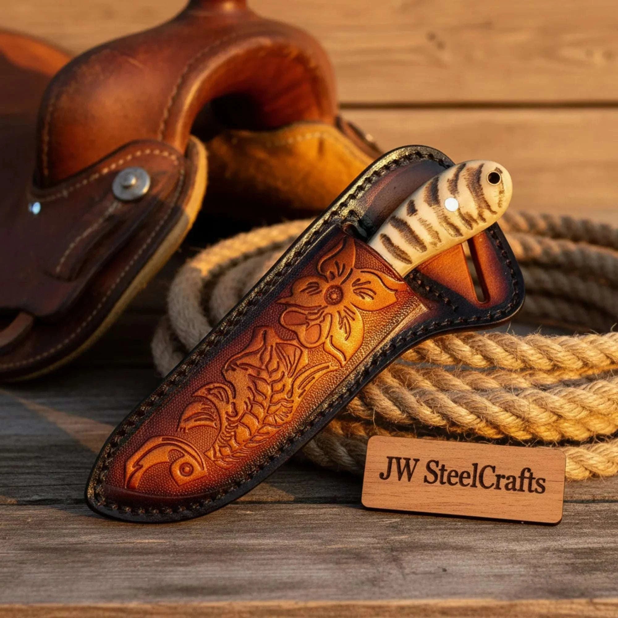 Palmarius Outdoors Ironstag Cowboy Knife 8" Handmade Carbon Steel Stag Horn Handle cowboy knives