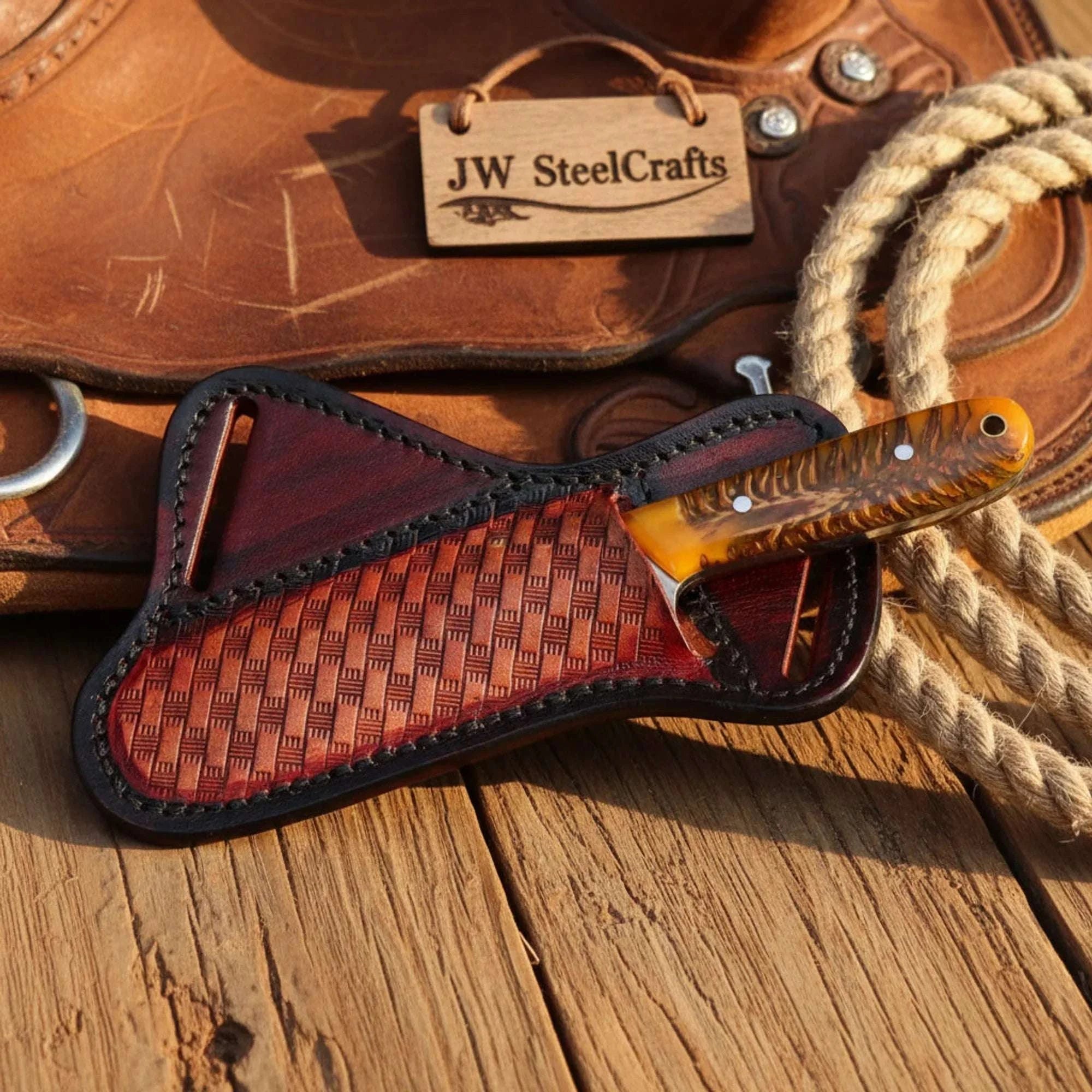 Palmarius Outdoors Rosewood Trail Skinner Knife 8" Handmade Damascus Reddish-Brown Wood Handle Skinner Knife