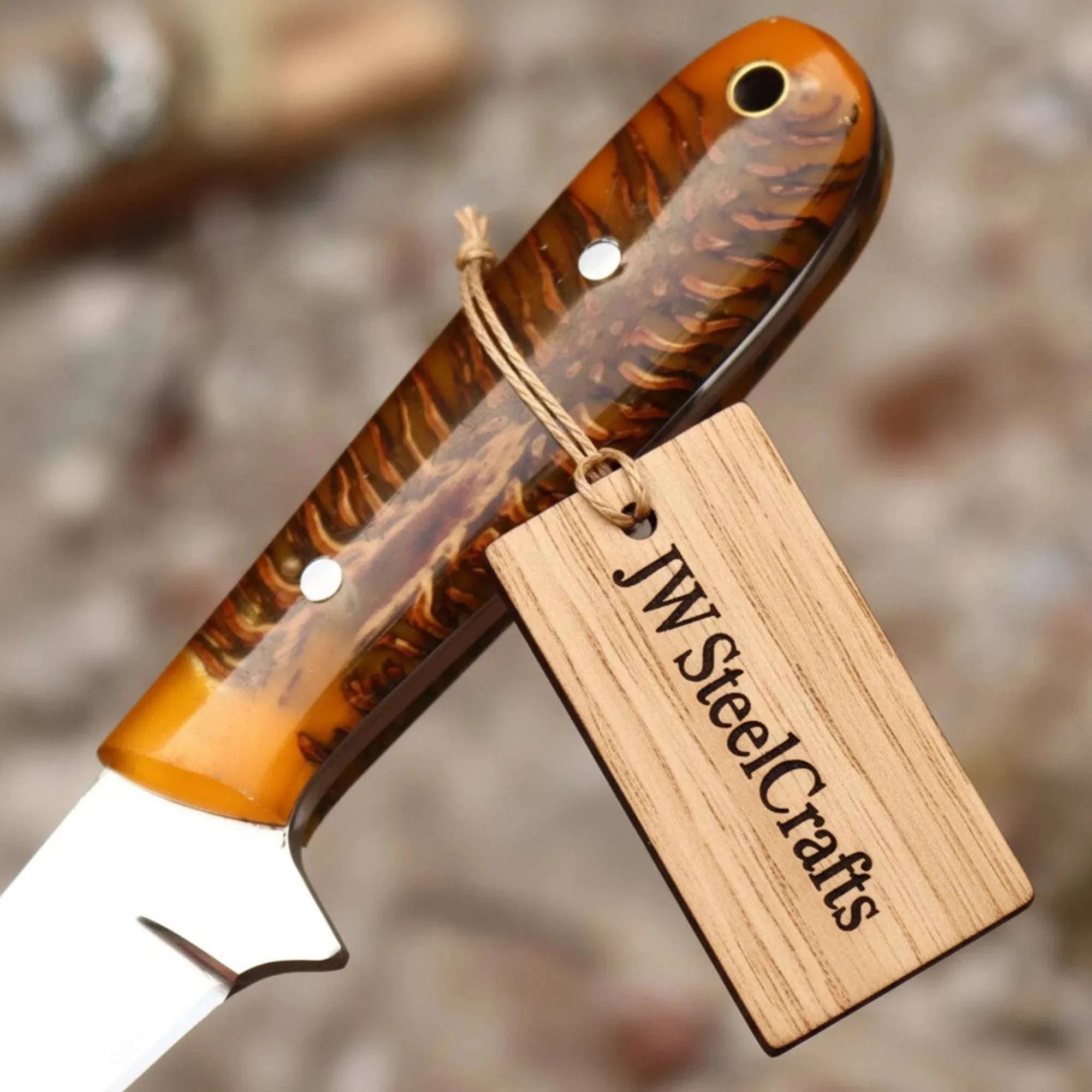 Palmarius Outdoors Rosewood Trail Skinner Knife 8" Handmade Damascus Reddish-Brown Wood Handle Skinner Knife