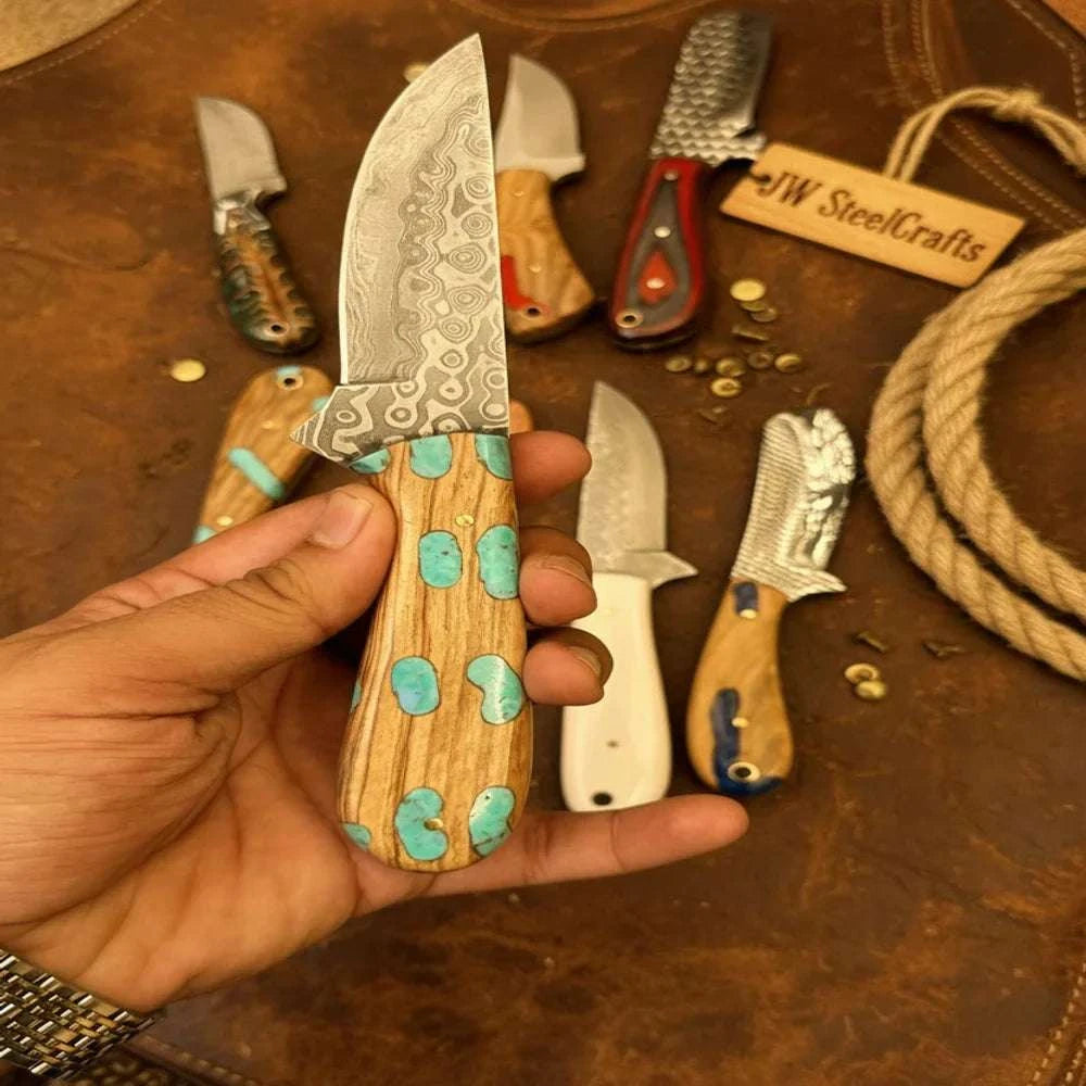 Palmarius Outdoors Ranchland Blade Collection Handmade Set of 8 Damascus Steel Knives 