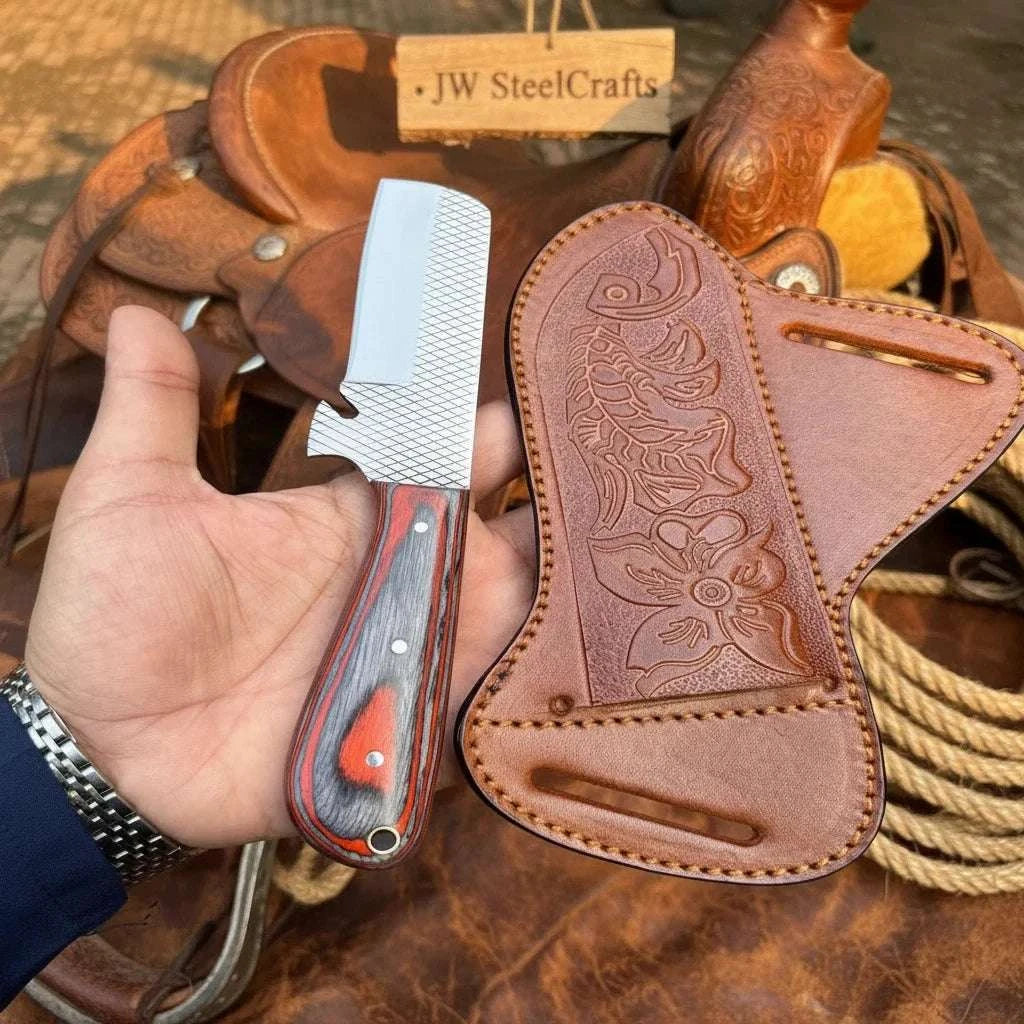 Palmarius Outdoors Skyvein Bull Cutter Knife 7" Handmade Carbon Steel Resin Handle - JW Steelcrafts Bull Cutter Knives Set