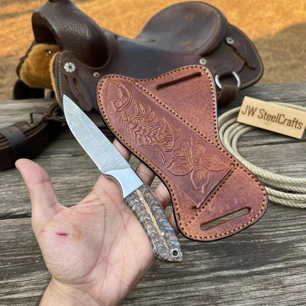 Palmarius Outdoors Camotrail Skinner Knife 8" Handmade Camo Finish Stag Handle - JW Steelcrafts Skinner Knife