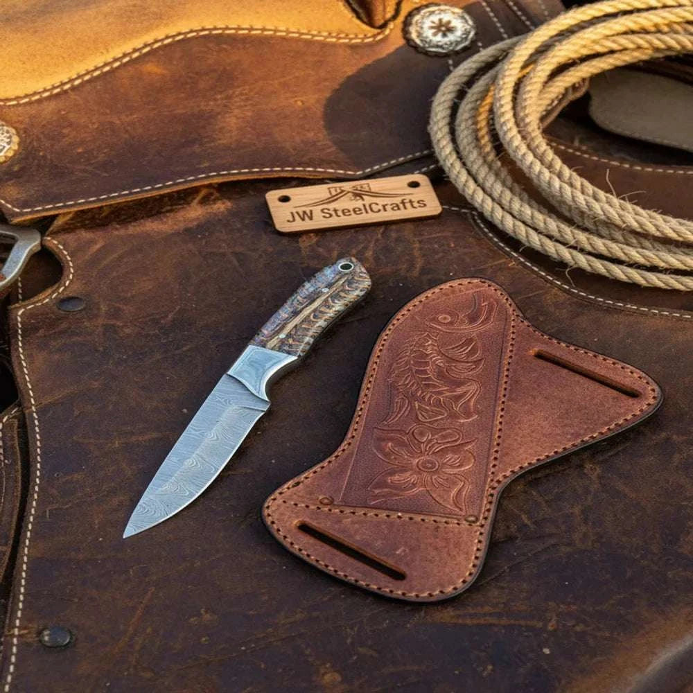 Palmarius Outdoors Camotrail Skinner Knife 8" Handmade Camo Finish Stag Handle - JW Steelcrafts Skinner Knife