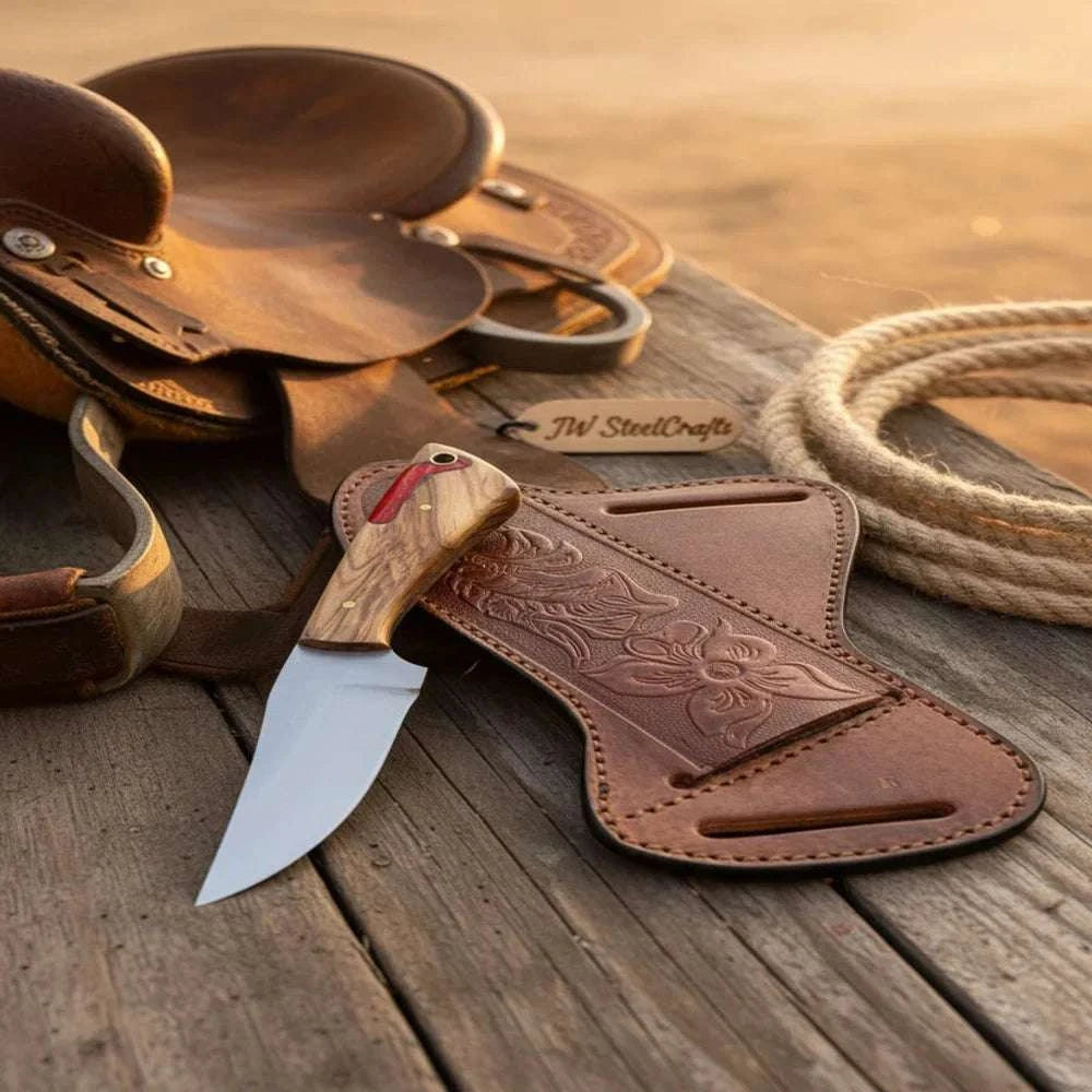 Palmarius Outdoors Rancher's Dualwood Cowboy Knife 7" Handmade Pakka and Olive Wood Handle cowboy knives