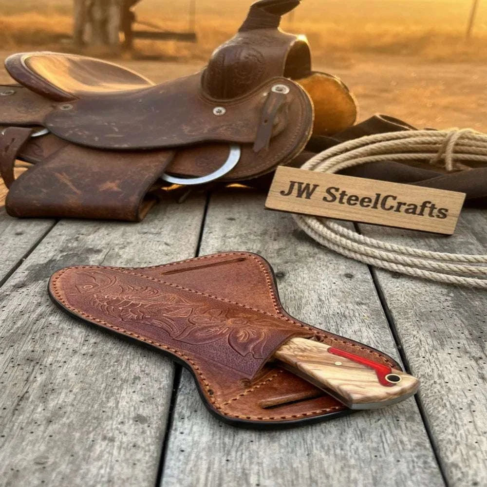 Palmarius Outdoors Rancher's Dualwood Cowboy Knife 7" Handmade Pakka and Olive Wood Handle cowboy knives