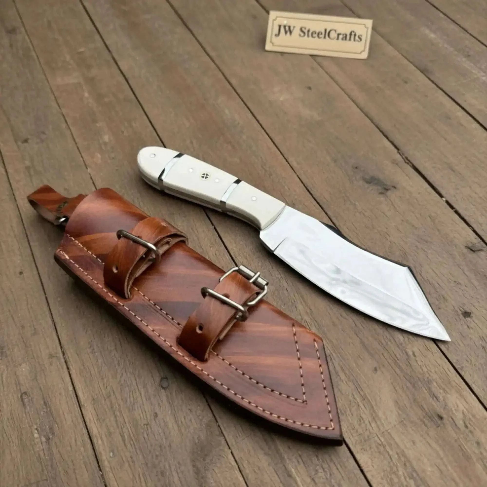 Palmarius Outdoors Handmade Carbon Steel Hunting Knife with White Epoxy Resin Handle Survival Knife