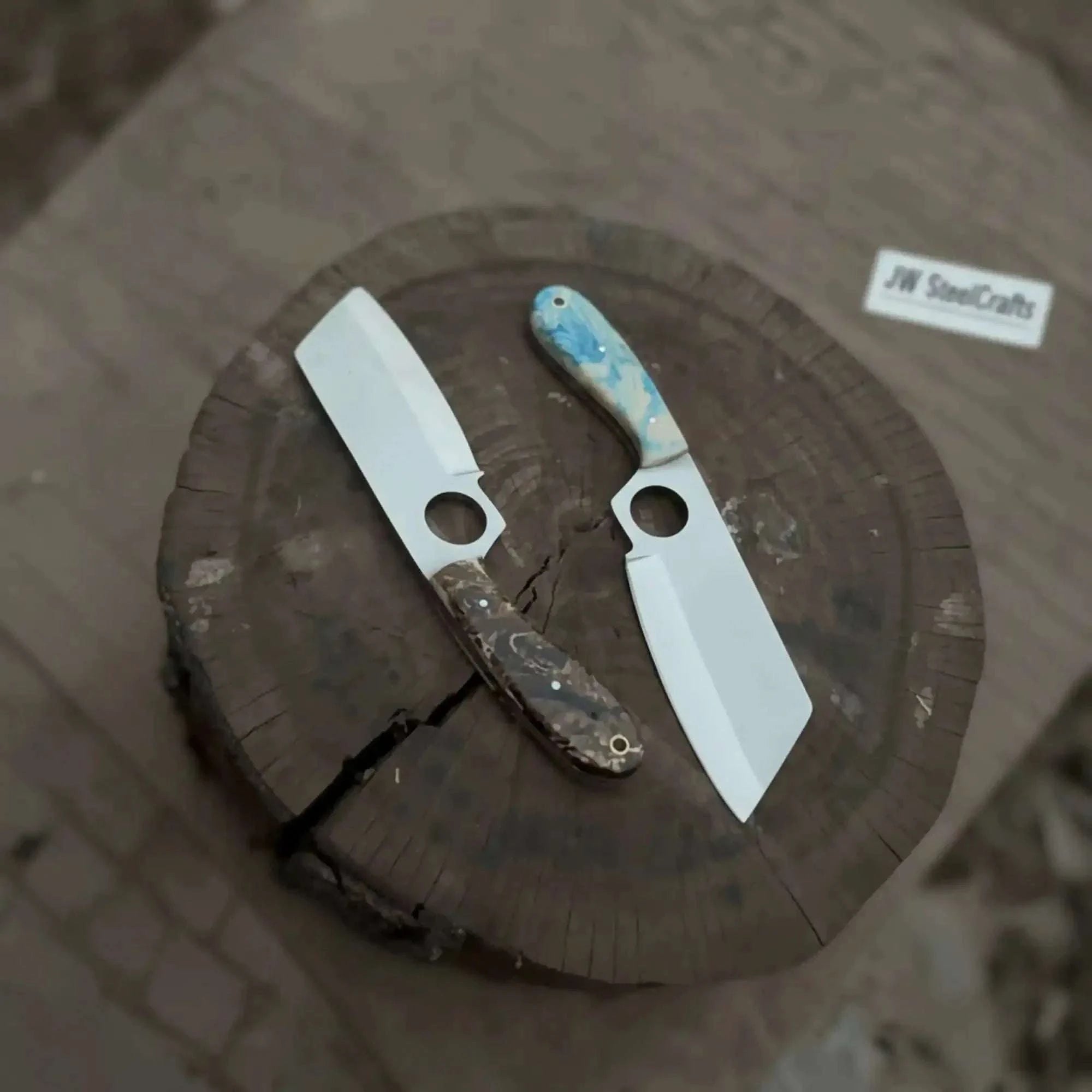 Palmarius Outdoors Mini Cleaver Knife Western Style Utility Cleaver Thumb Hole Resin Handle Fixed Blade 