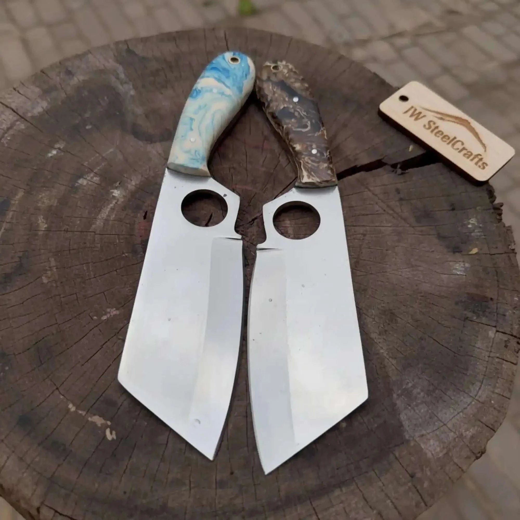 Palmarius Outdoors Mini Cleaver Knife Western Style Utility Cleaver Thumb Hole Resin Handle Fixed Blade 