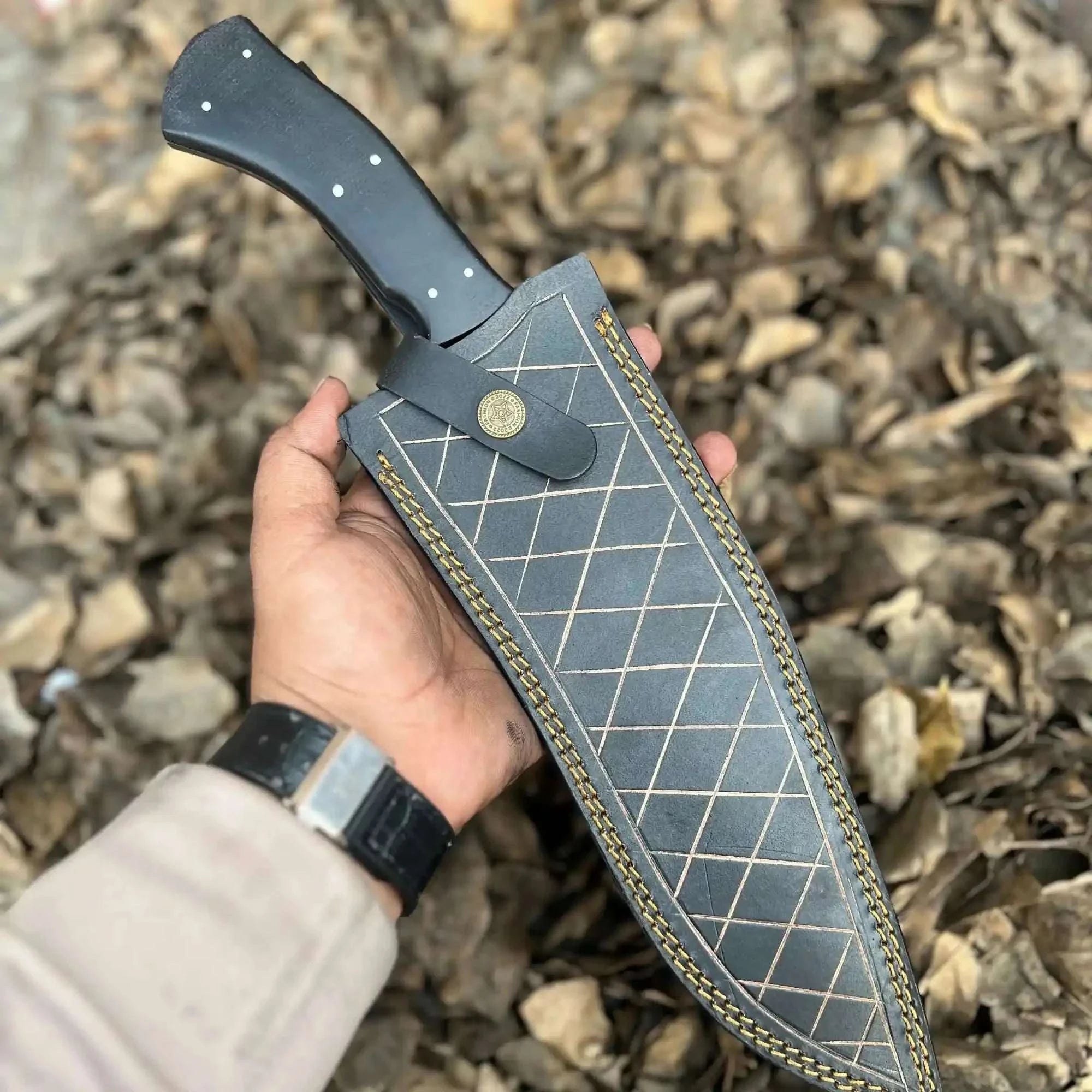 Palmarius Outdoors Handmade Carbon Steel Clip Point Bowie Knife with Black Micarta Handle Bowie Knife