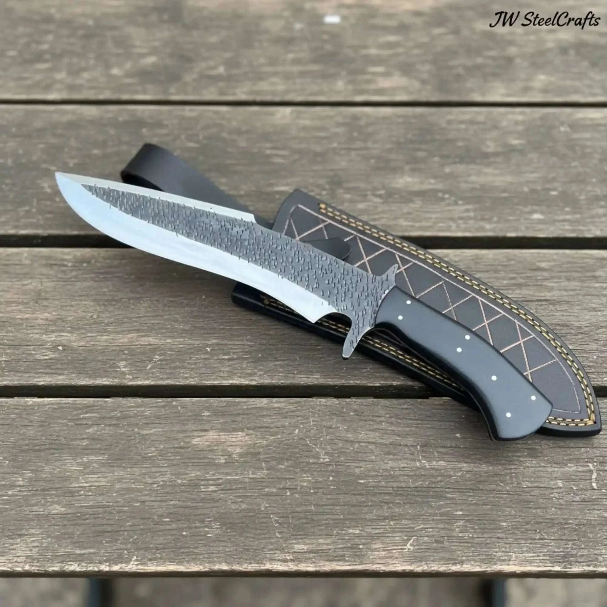 Palmarius Outdoors Handmade Carbon Steel Clip Point Bowie Knife with Black Micarta Handle Bowie Knife