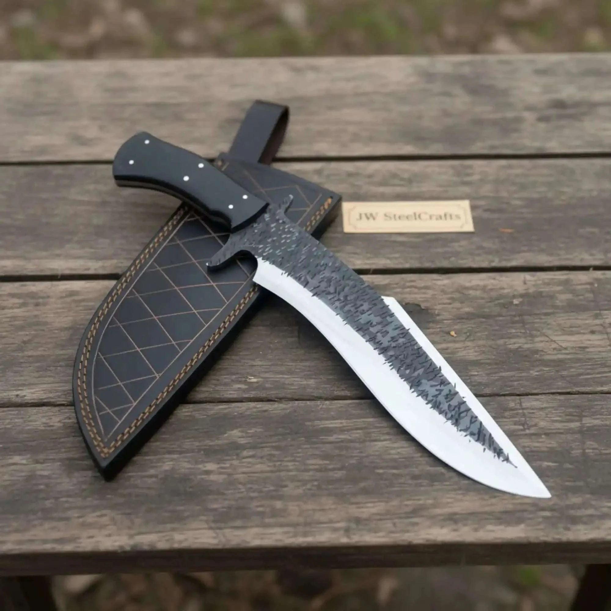 Palmarius Outdoors Handmade Carbon Steel Clip Point Bowie Knife with Black Micarta Handle Bowie Knife