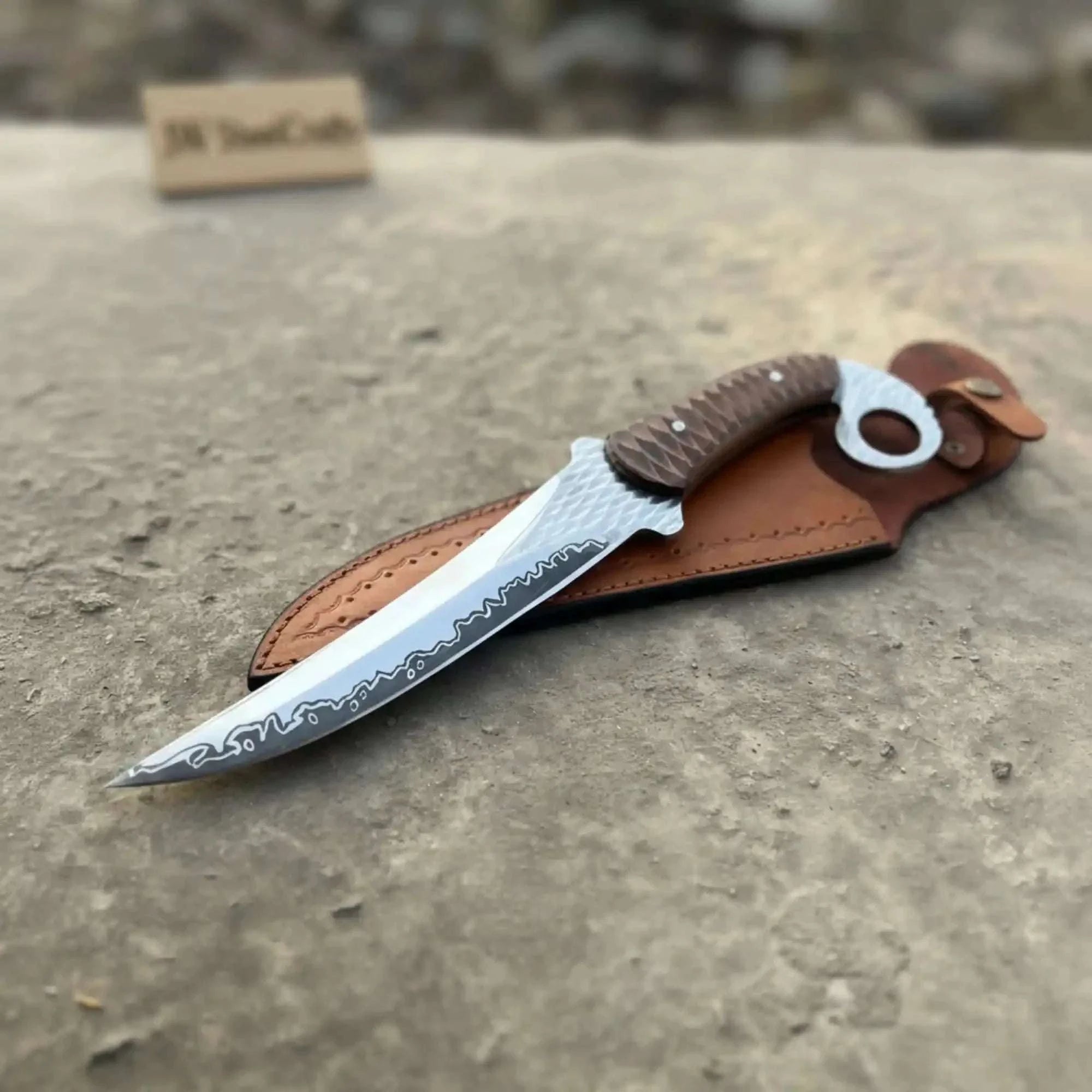 Palmarius Outdoors Indonesian Karambit Knife Recurve Blade acid etched Outdoor Utility 