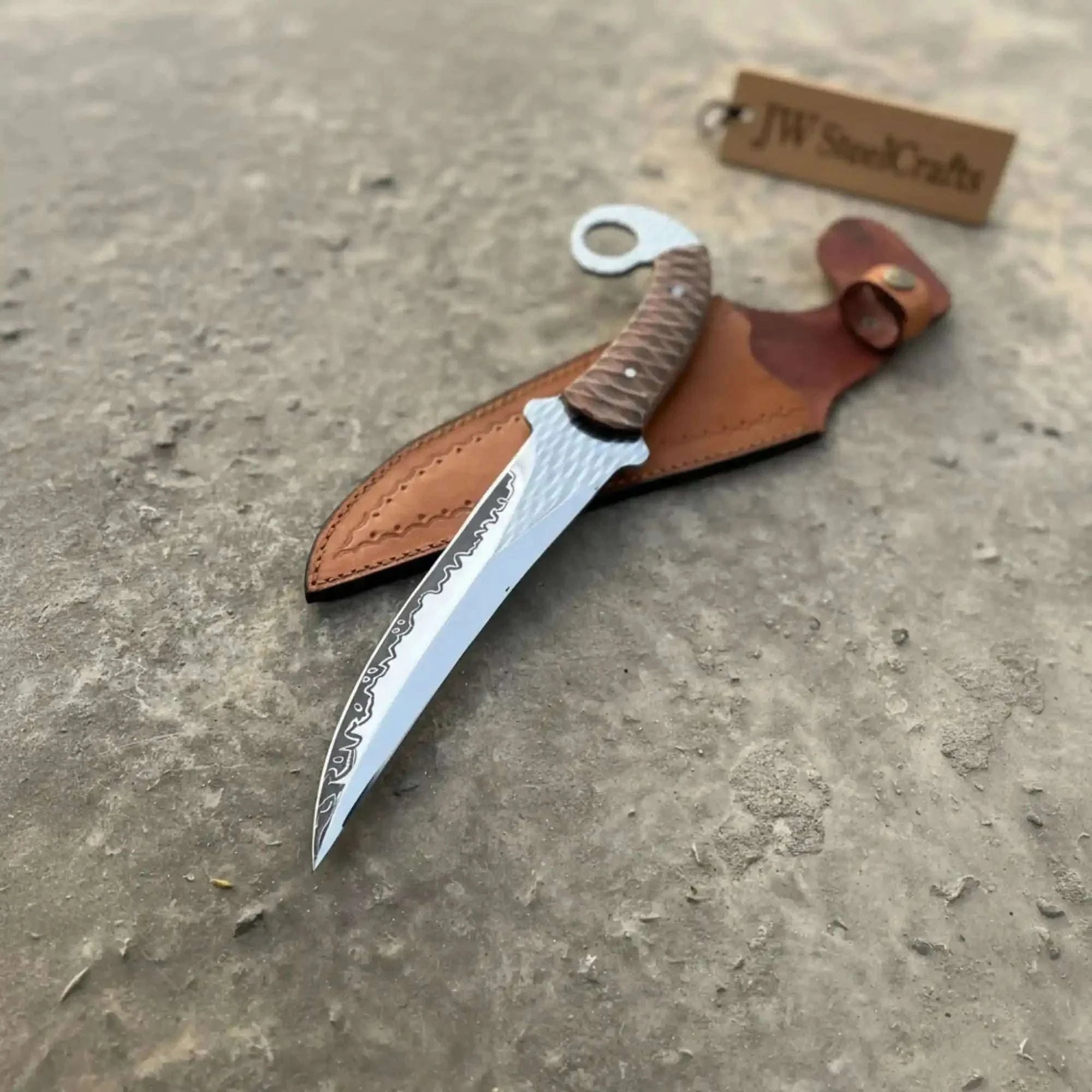 Palmarius Outdoors Indonesian Karambit Knife Recurve Blade acid etched Outdoor Utility 