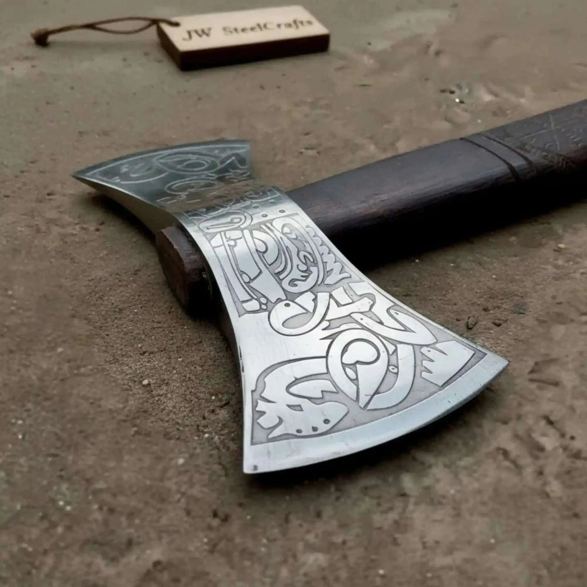 Palmarius Outdoors American Double Bit Axe with Wood Handle and Engraved Head Handmade Axe