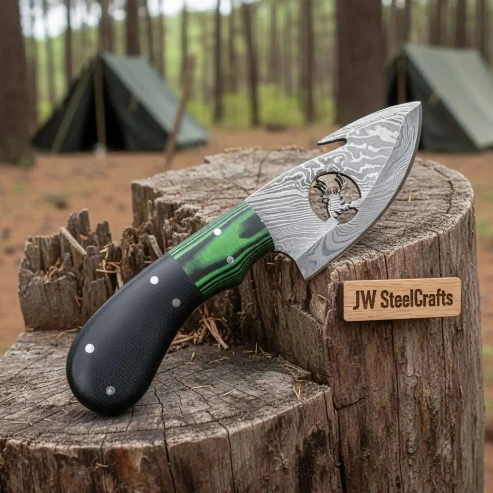 Palmarius Outdoors Damascus Steel Folding Gut Hook Skinner Knife 3-4 Inch Hunting Pocket Knife Liner Lock 