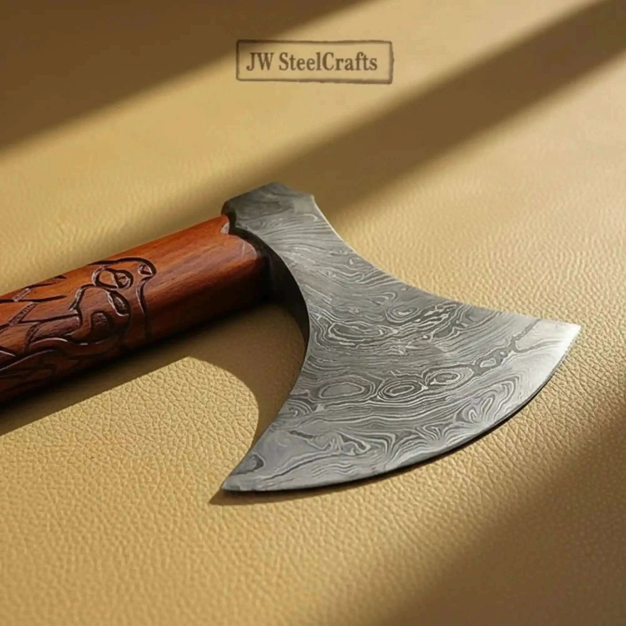Palmarius Outdoors Handmade Norse Viking Axe Pair with Engraved Wooden Handles 