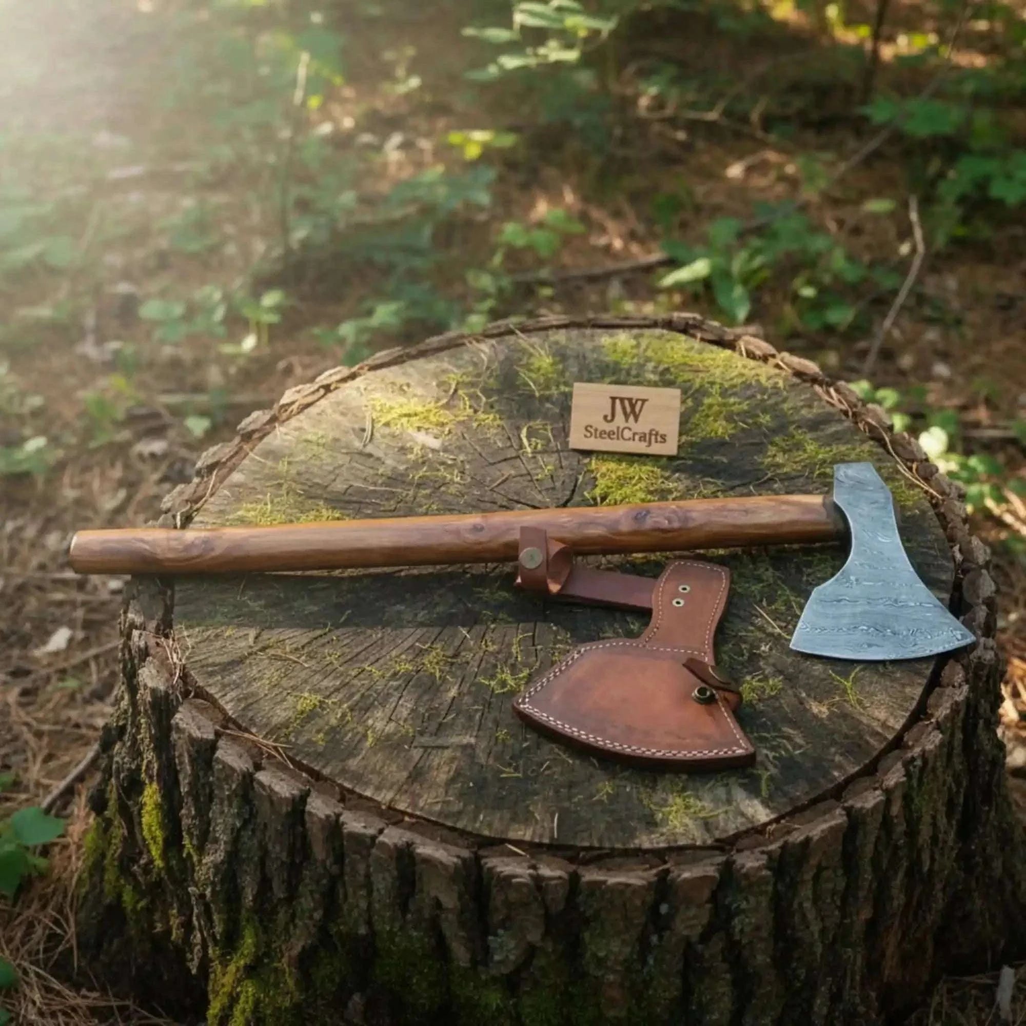 Palmarius Outdoors Handmade Damascus Hudson Bay Axe with Tali Wood Handle 