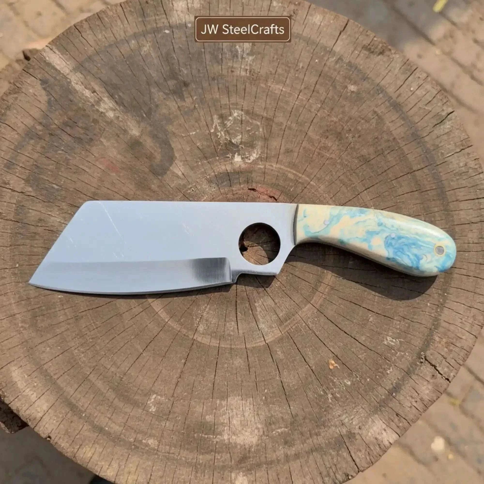 Palmarius Outdoors Cleaver Style Fixed Blade Knife high Polished Blade Resin Handle 
