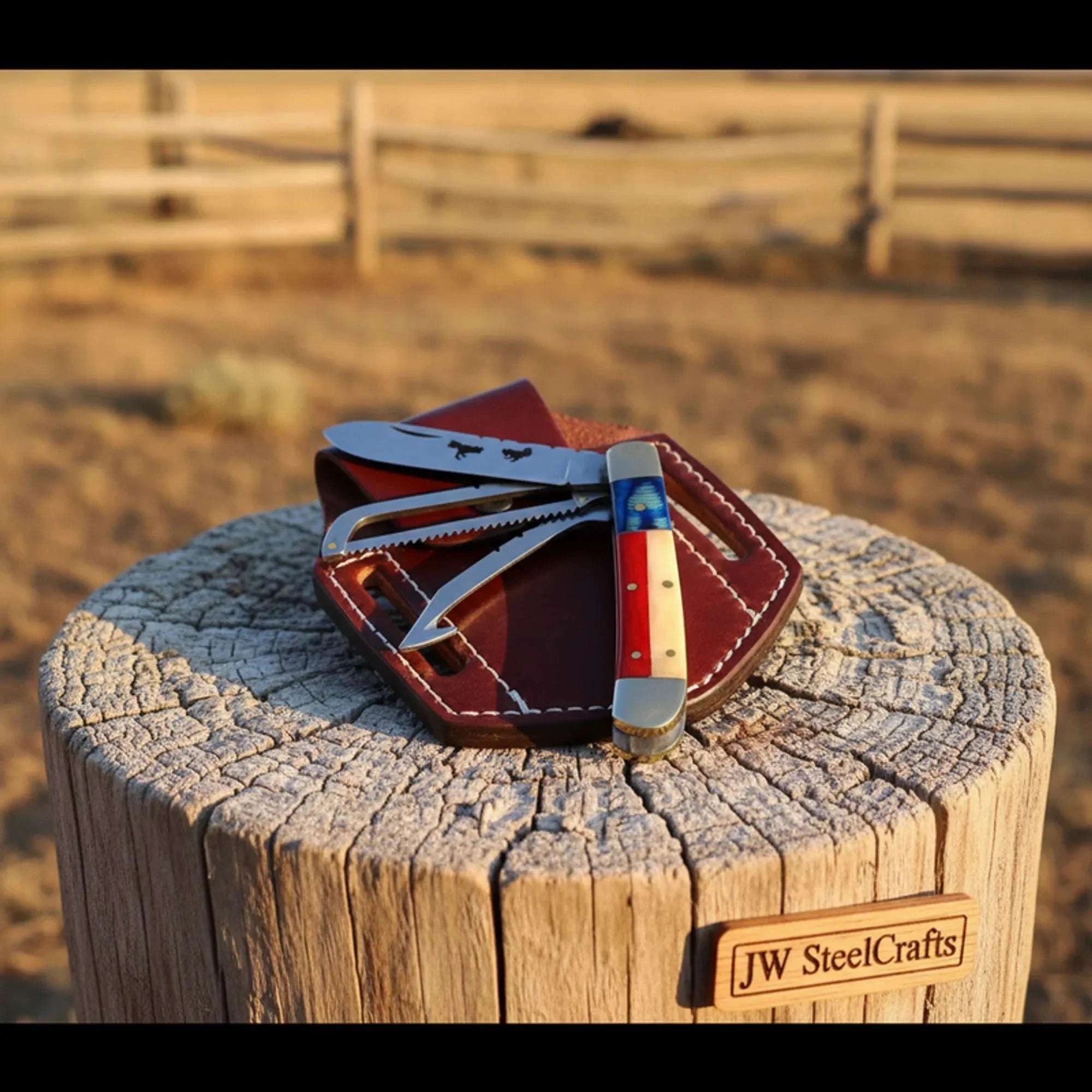 Palmarius Outdoors Premium Utility Trapper Knife with Texas Flag Handle Folding Knife