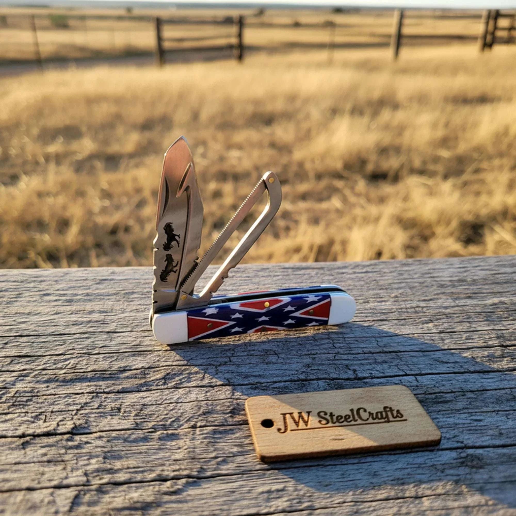 Palmarius Outdoors Dixieland Trapper knife with Australian Flag Handle Folding Knife