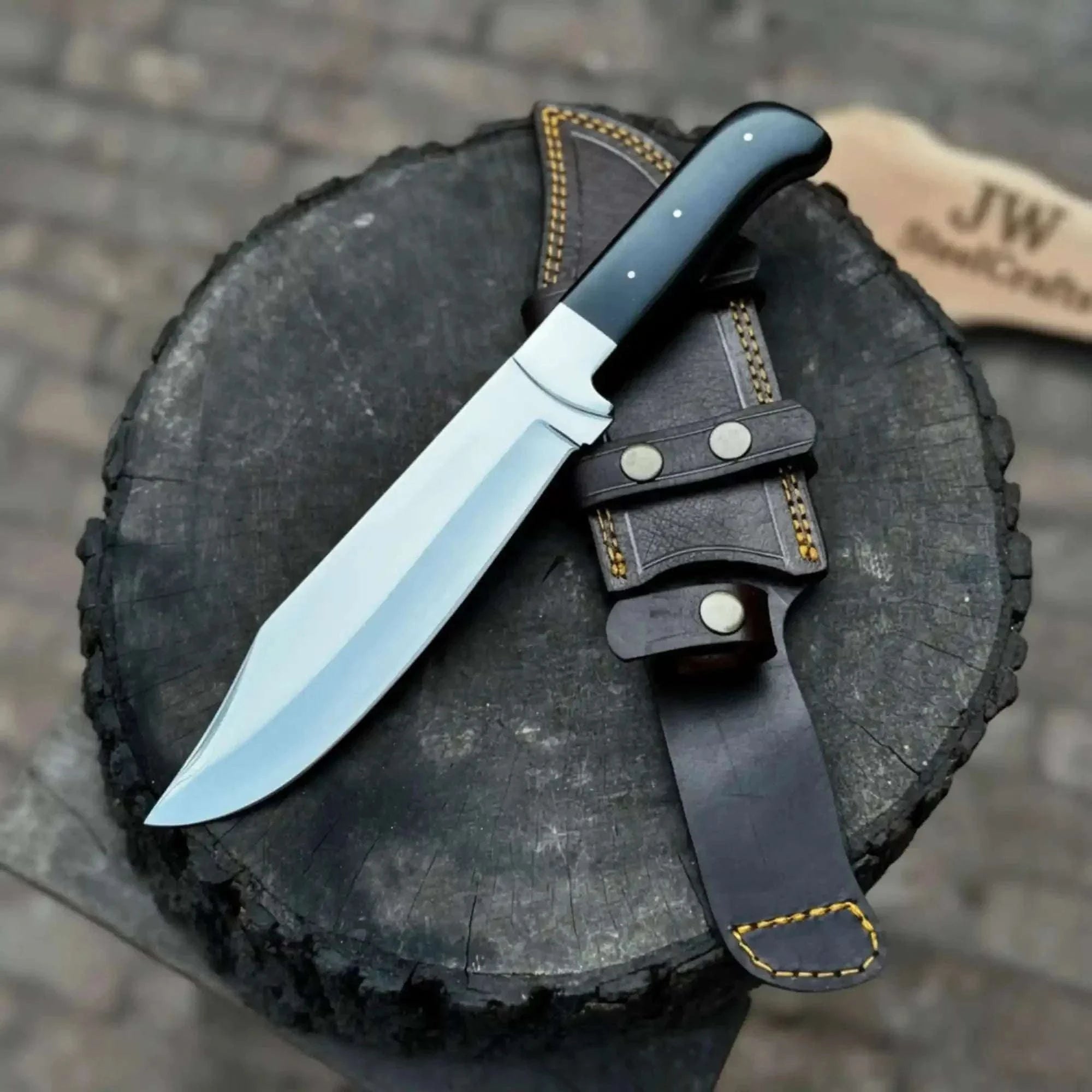 Palmarius Outdoors Handmade Shadow Edge Bushcraft Knife 10-Inch High Carbon Blackout Fixed Blade Bushcraft Knife