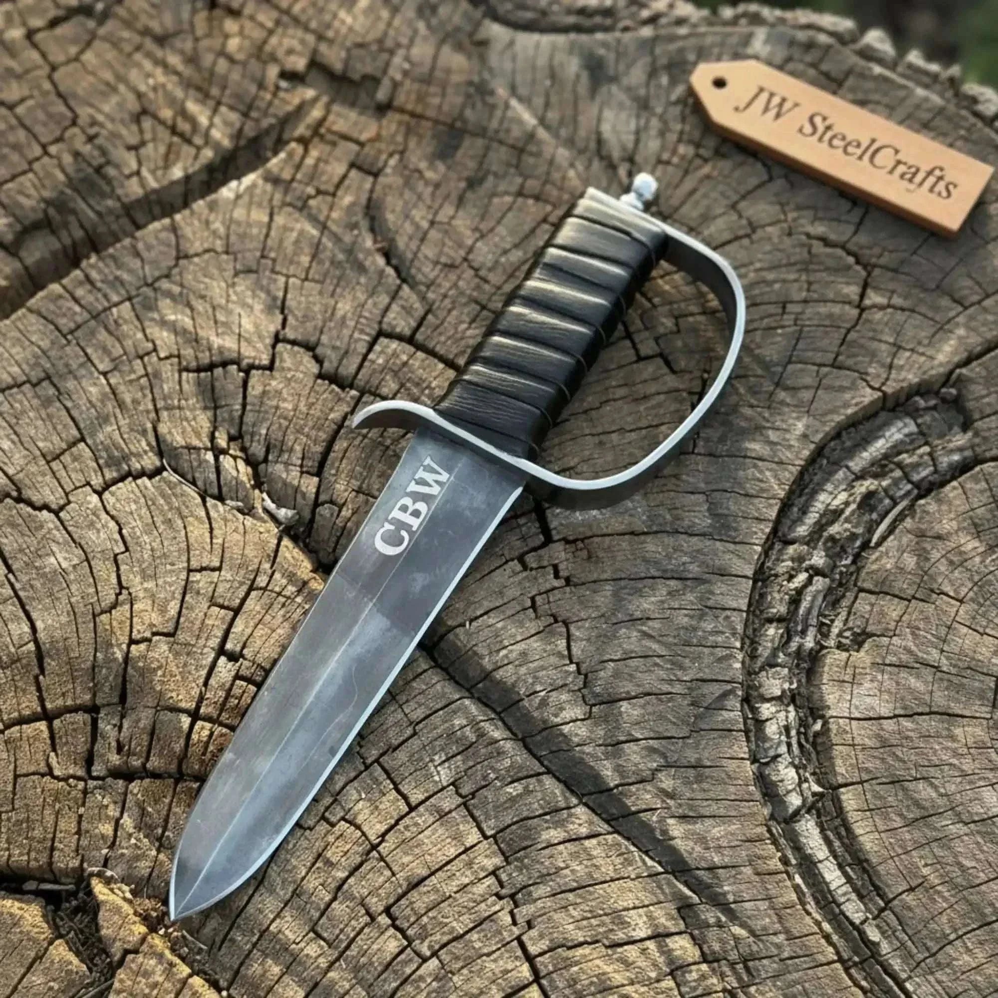Palmarius Outdoors Handmade Frogman Dive Knife Damascus Fixed Blade Diving & Utility Knife 