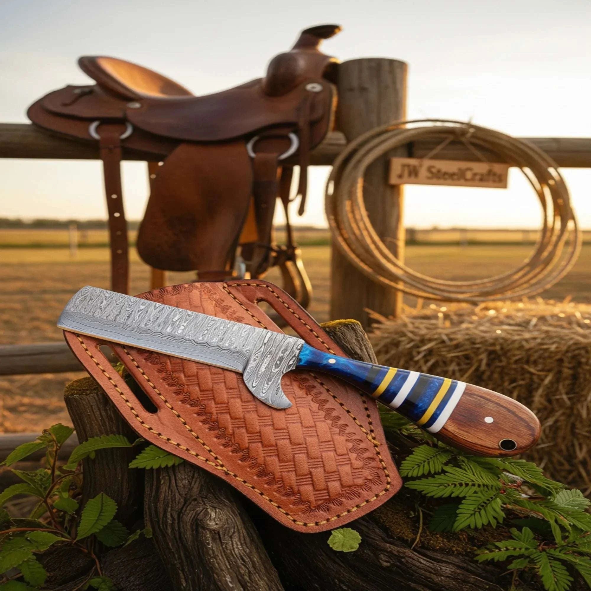 Palmarius Outdoors Castration Cowboy Knife with Rosewood and Resin Handle Tracker Knife