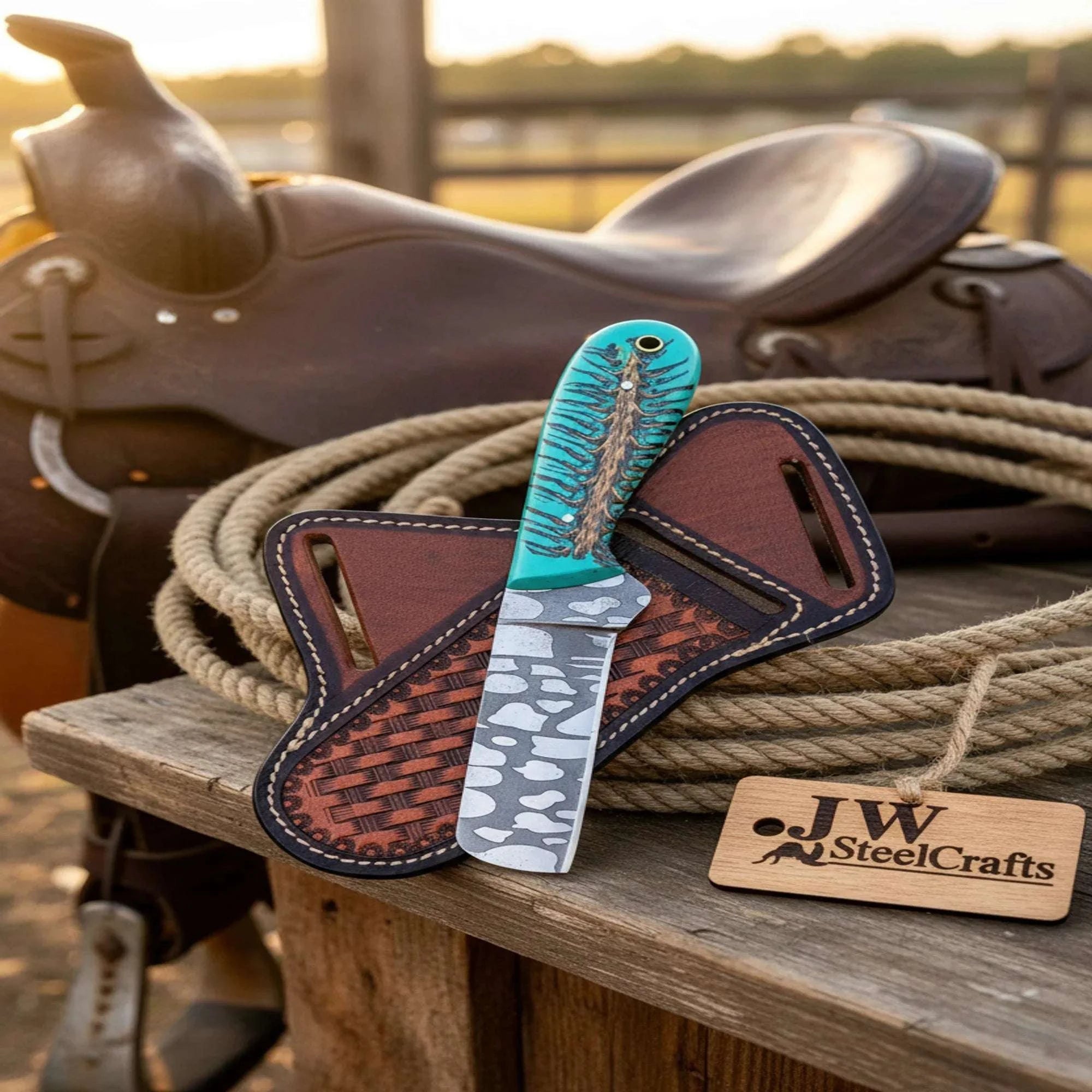 Palmarius Outdoors Pinecone Pocket Bull Cutter with Acid Etched Carbon Steel Blade Hunting Knife