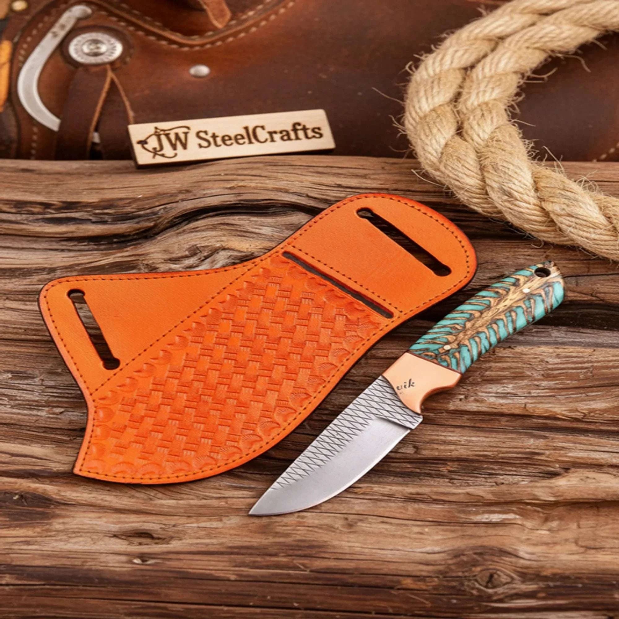 Palmarius Outdoors Wild Pine Edge Knife with Turquoise Pinecone Handle Skinner Knife