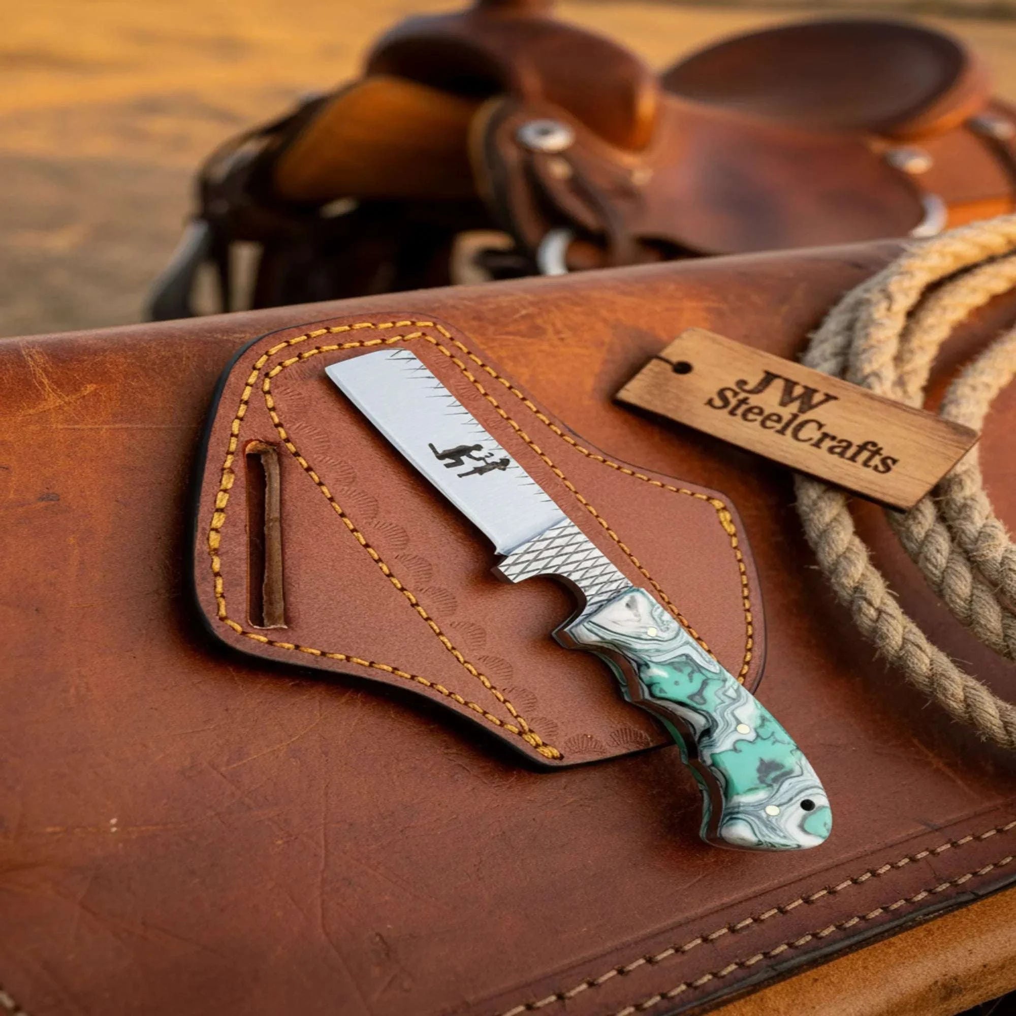 Palmarius Outdoors Personalized Rasp Steel Knife 7" Overall Resin Handle Proposal Engraving 