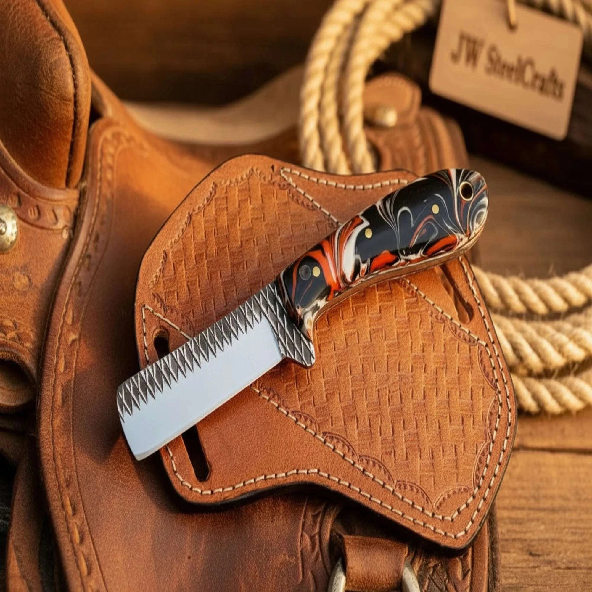 Palmarius Outdoors Razor Edge Bull Cutter with Rasp Steel Blade Hunting Knife