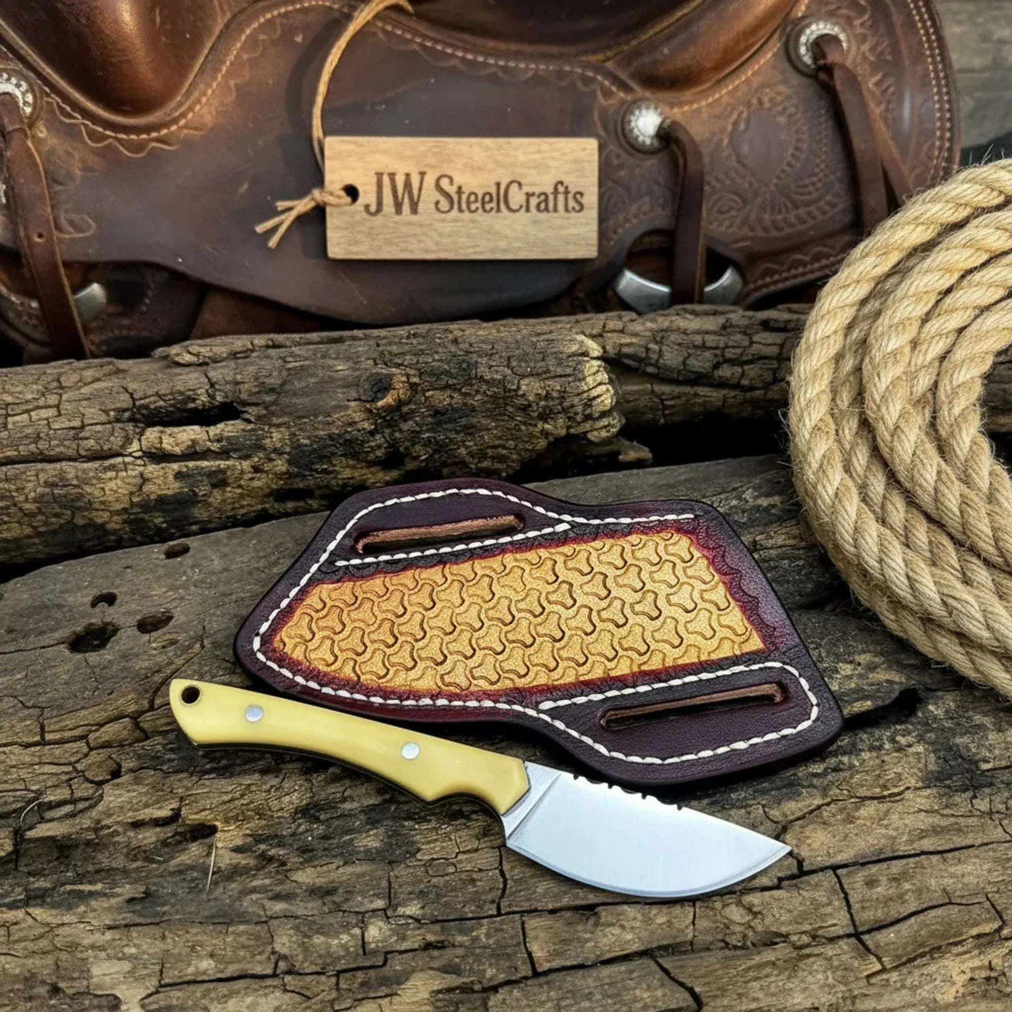 Palmarius Outdoors Carbon Steel EDC Skinner Knife with Camel Bone Handle Skinner Knife