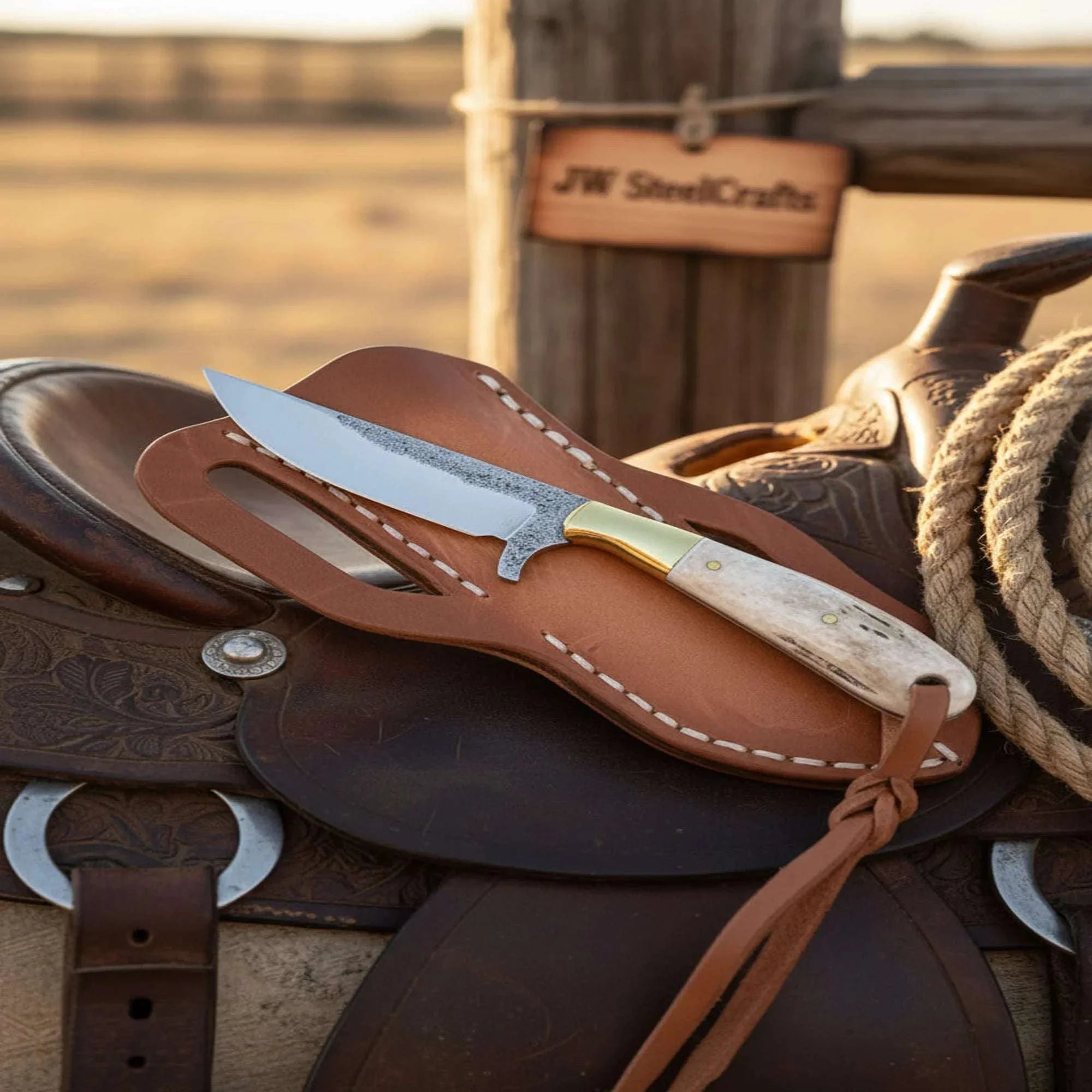 Palmarius Outdoors Brut de Forge Skinner Knife with Leather Sheath Skinner Knife