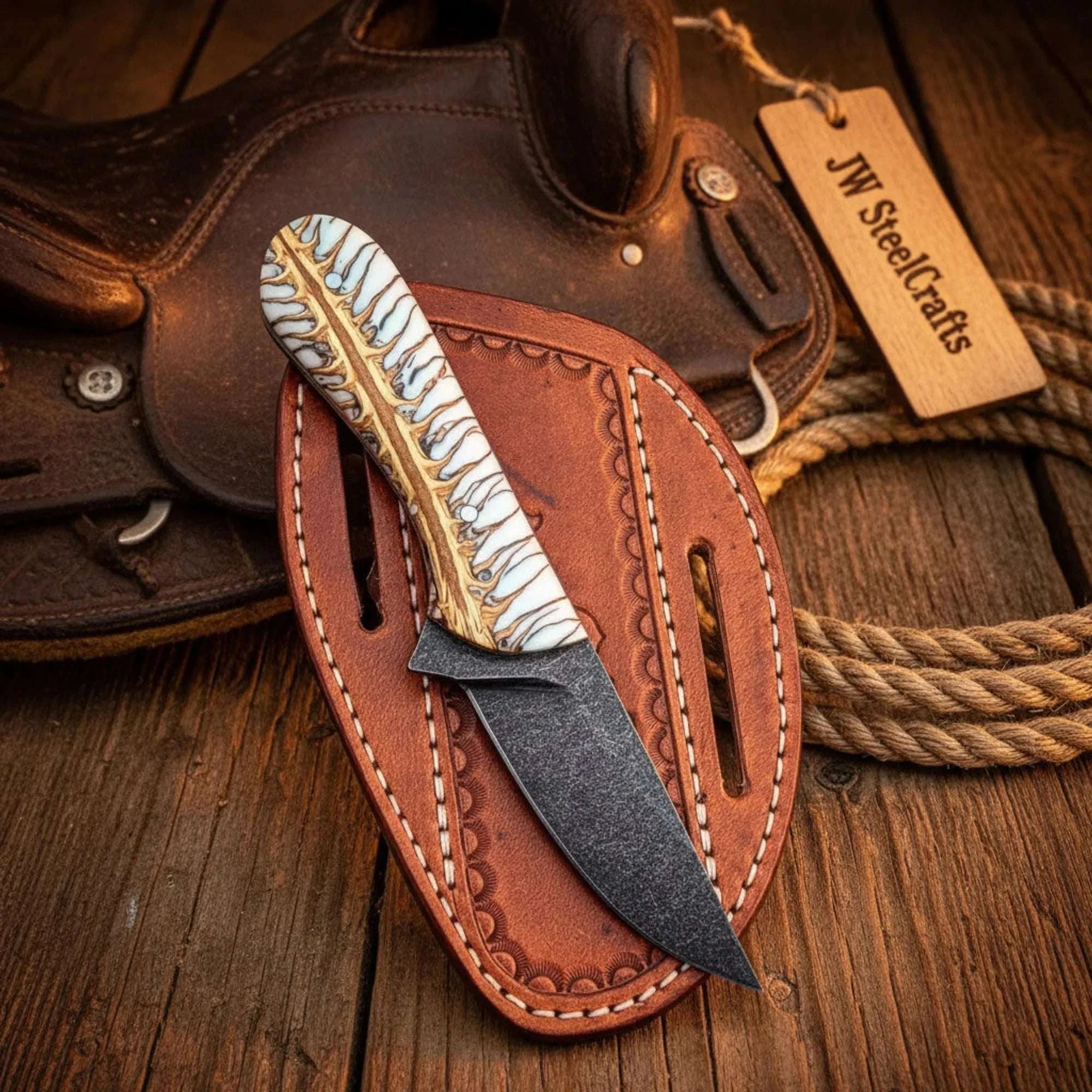Palmarius Outdoors Pinecone Hybrid Bull Cutter with Acid Washed Blade Skinner Knife