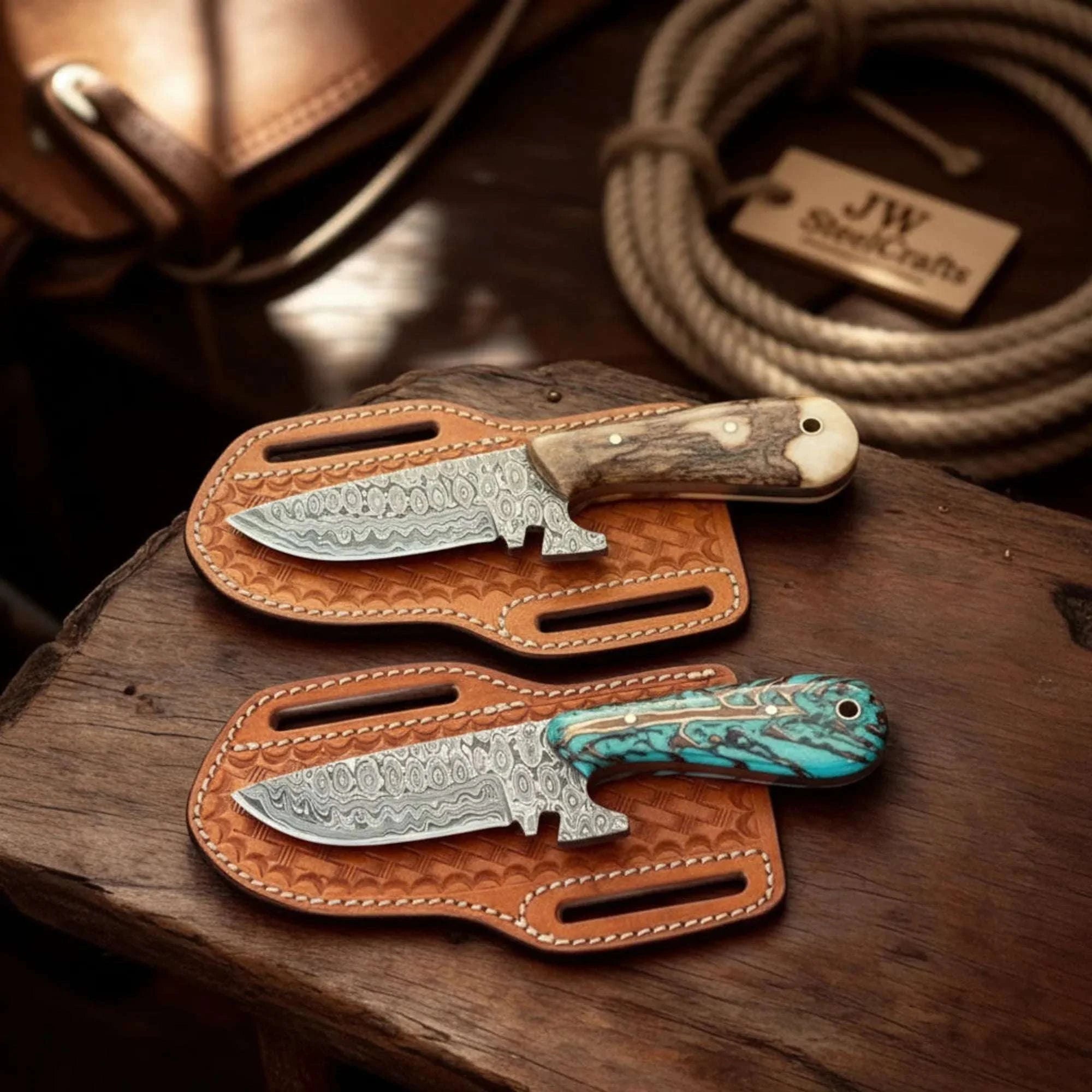 Palmarius Outdoors Notched Bull Cutter Skinner Set with Dual Handle Styles Skinner Knife