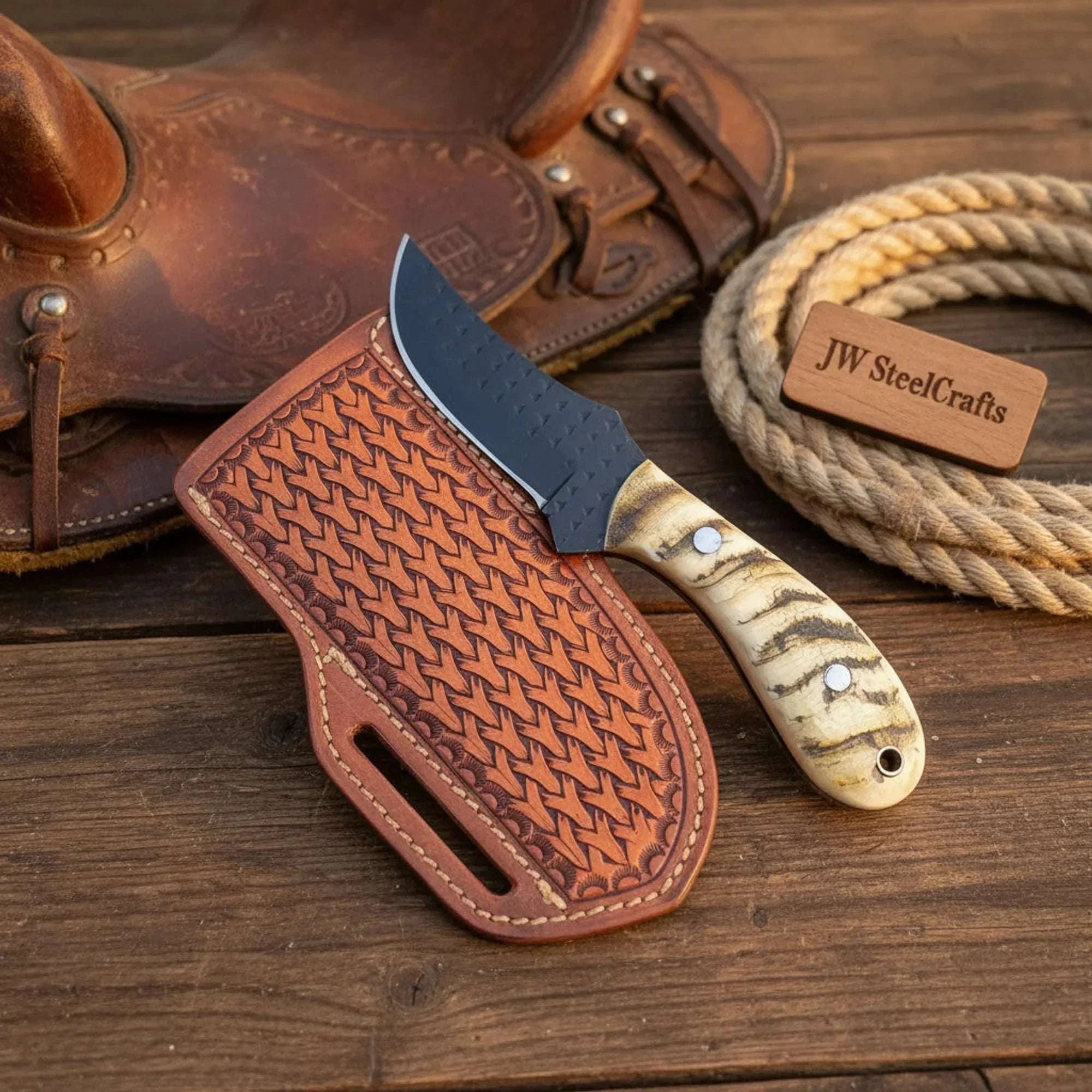 Palmarius Outdoors Handmade Farrier Rasp Cowboy Knife – 6 Inch Bone Handle 