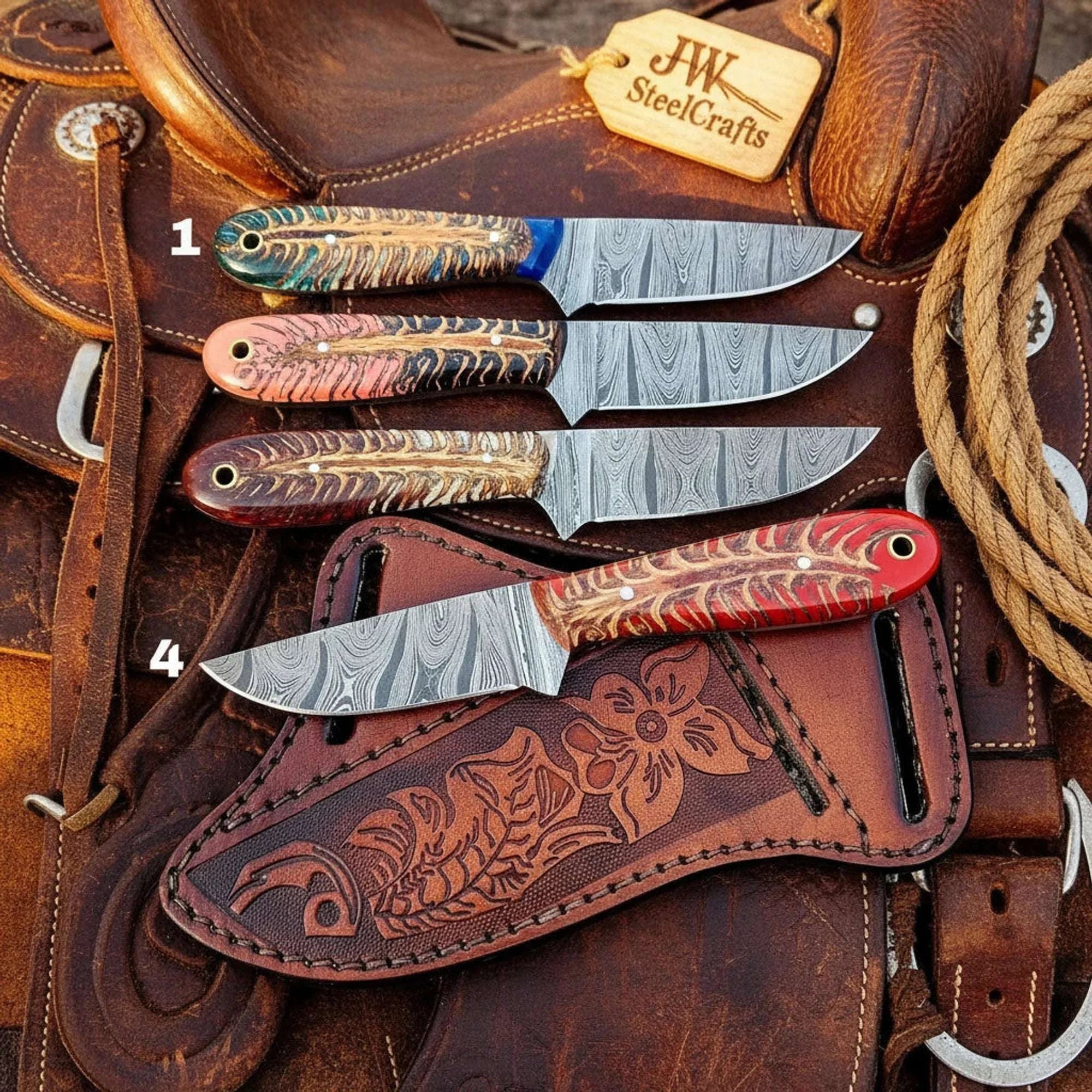 Palmarius Outdoors Pinecone Skinning Knife Set with Multi Color Handles Skinner Knife