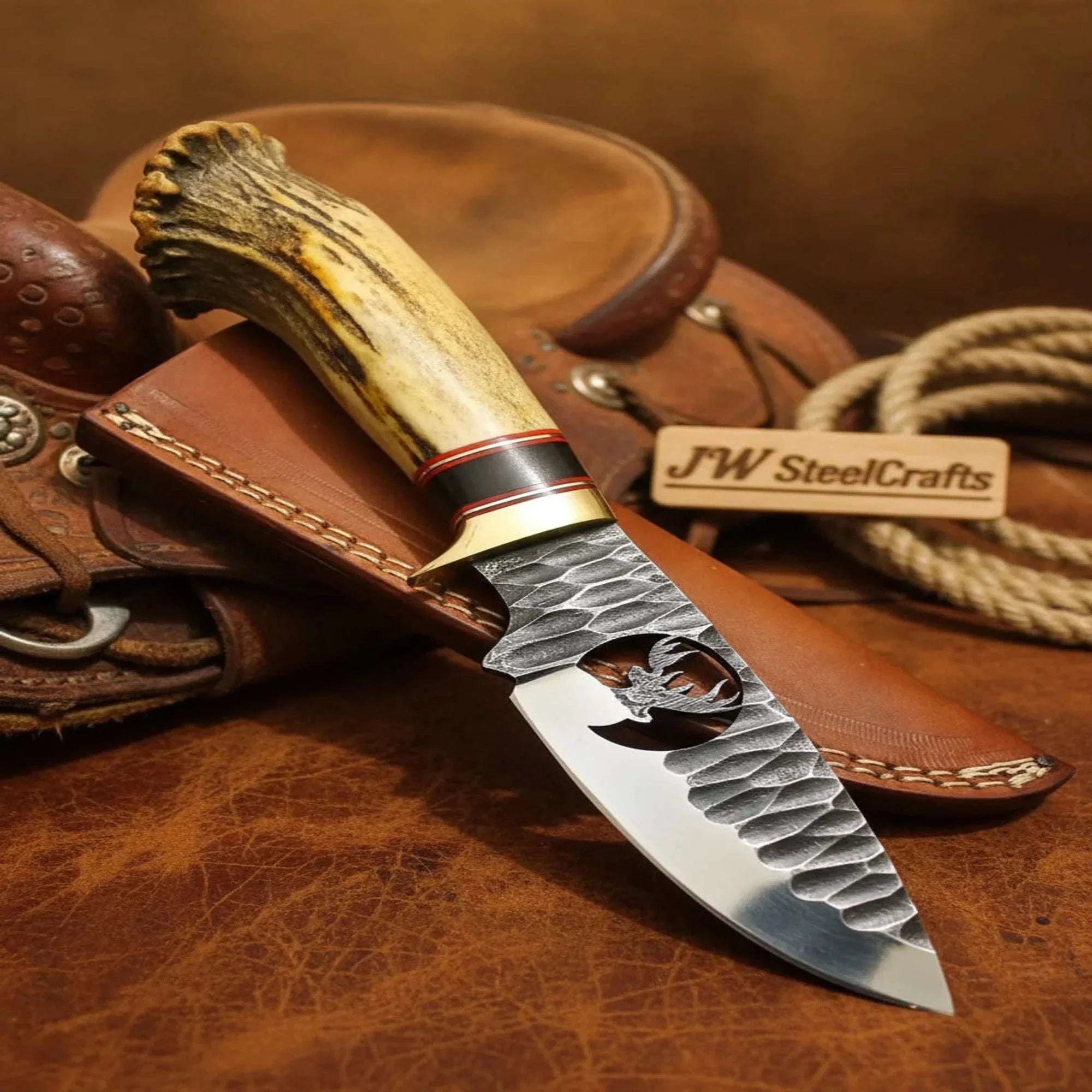 Palmarius Outdoors Crown Stag Cutout Knife with Deer Silhouette Design Hunting Knife