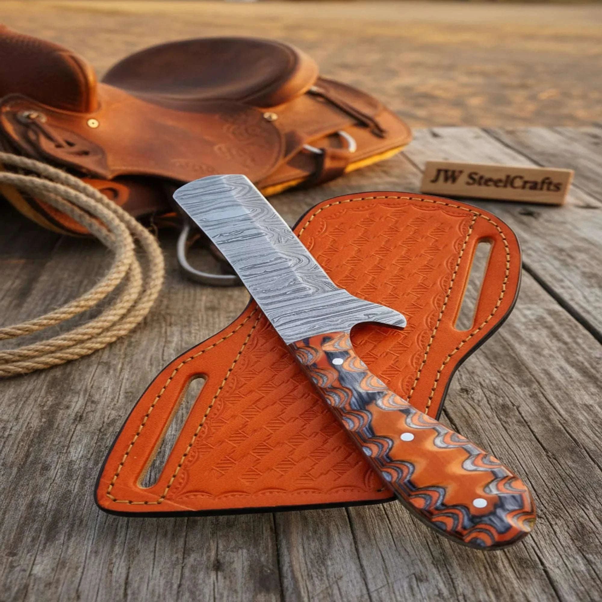 Palmarius Outdoors Rustic Trail Bull Cutter Knife 8" Handmade Rasp Steel Blade with Wood Handle Hunting Knife
