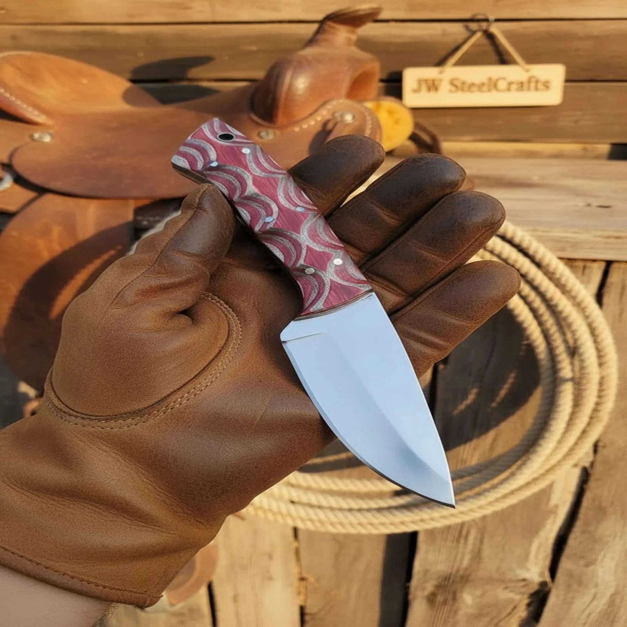 Palmarius Outdoors Midnight Wave Grip Skinner Knife with Mirror Finish Blade Skinner Knife