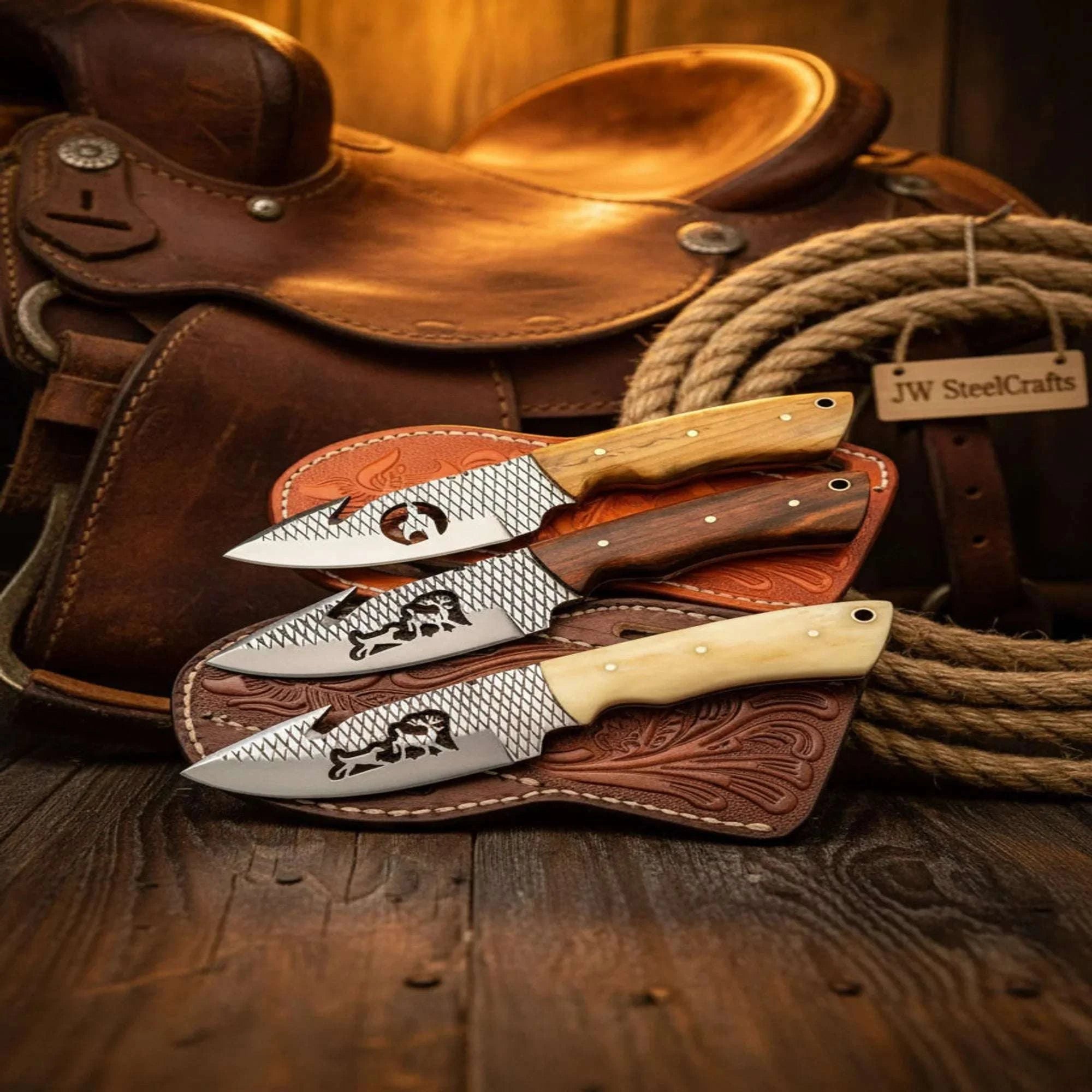 Palmarius Outdoors Rasp Steel Gut-Hook Skinner – Hand-Forged Farrier Rasp Blade with Wildlife Cutouts 