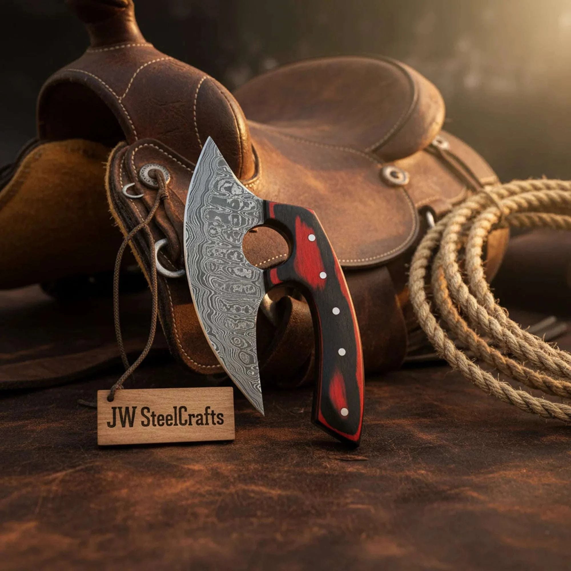 Palmarius Outdoors Ranchland Ulu Cutter Knife 5" Multi Color Pakka Wood Handle Kitchen Chopper Pizza Cutter Ulu knife