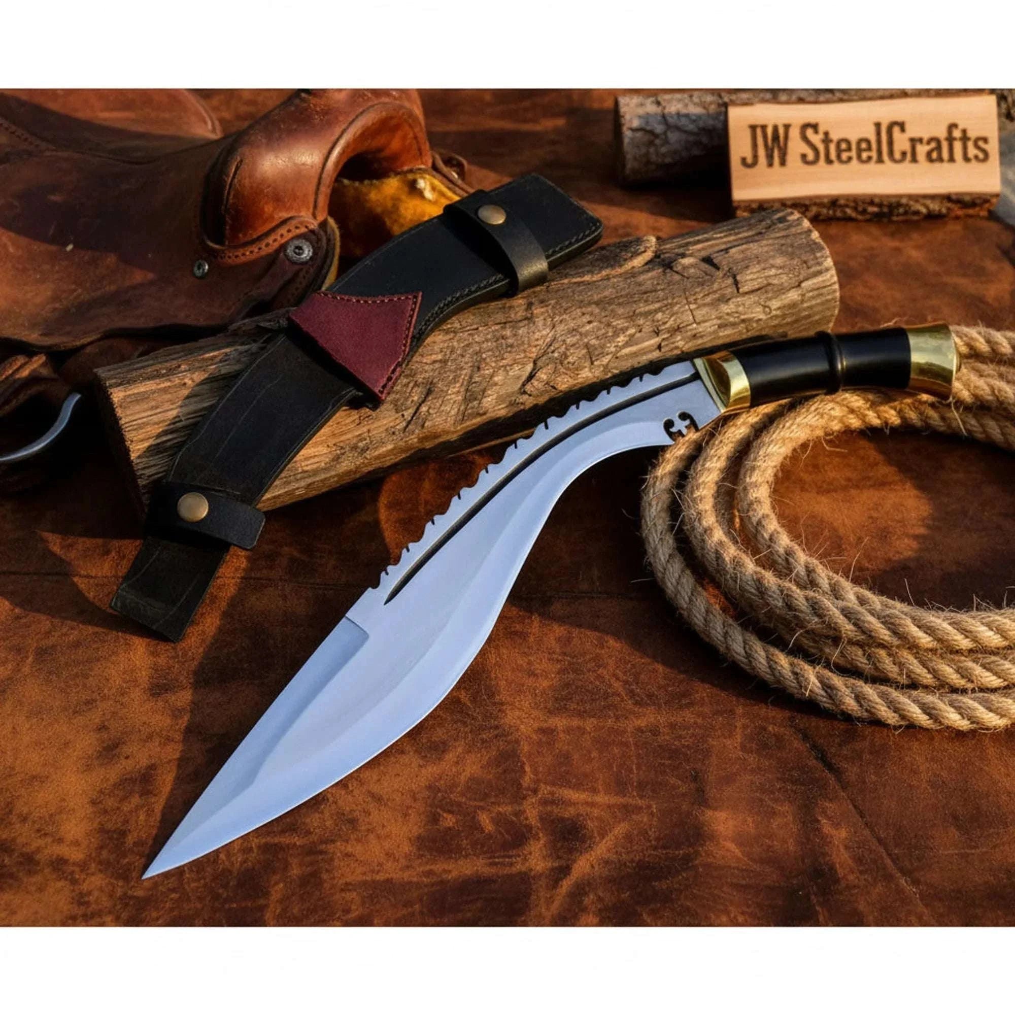Palmarius Outdoors Dragon Kukri with Carbon Steel Blade and Black Micarta Handle Kukri Knife
